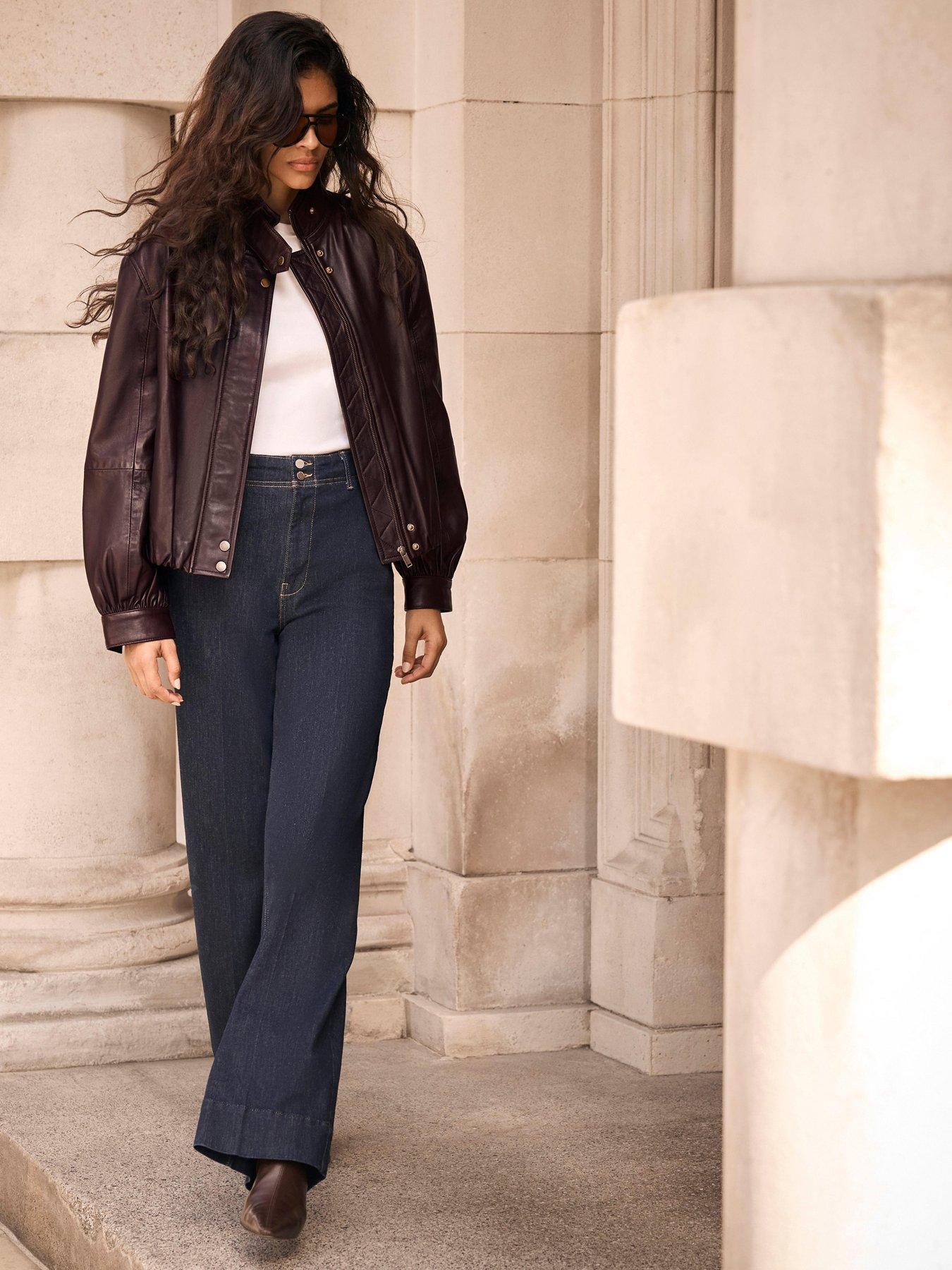 Image 4 of 6 of Mint Velvet Womens Funnel Neck Snap Button Jacket - Burgundy