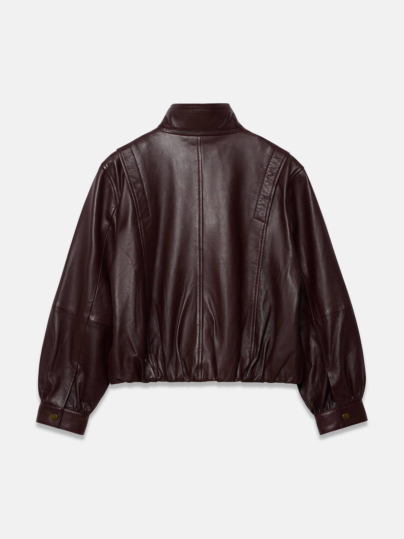 Image 6 of 6 of Mint Velvet Womens Funnel Neck Snap Button Jacket - Burgundy