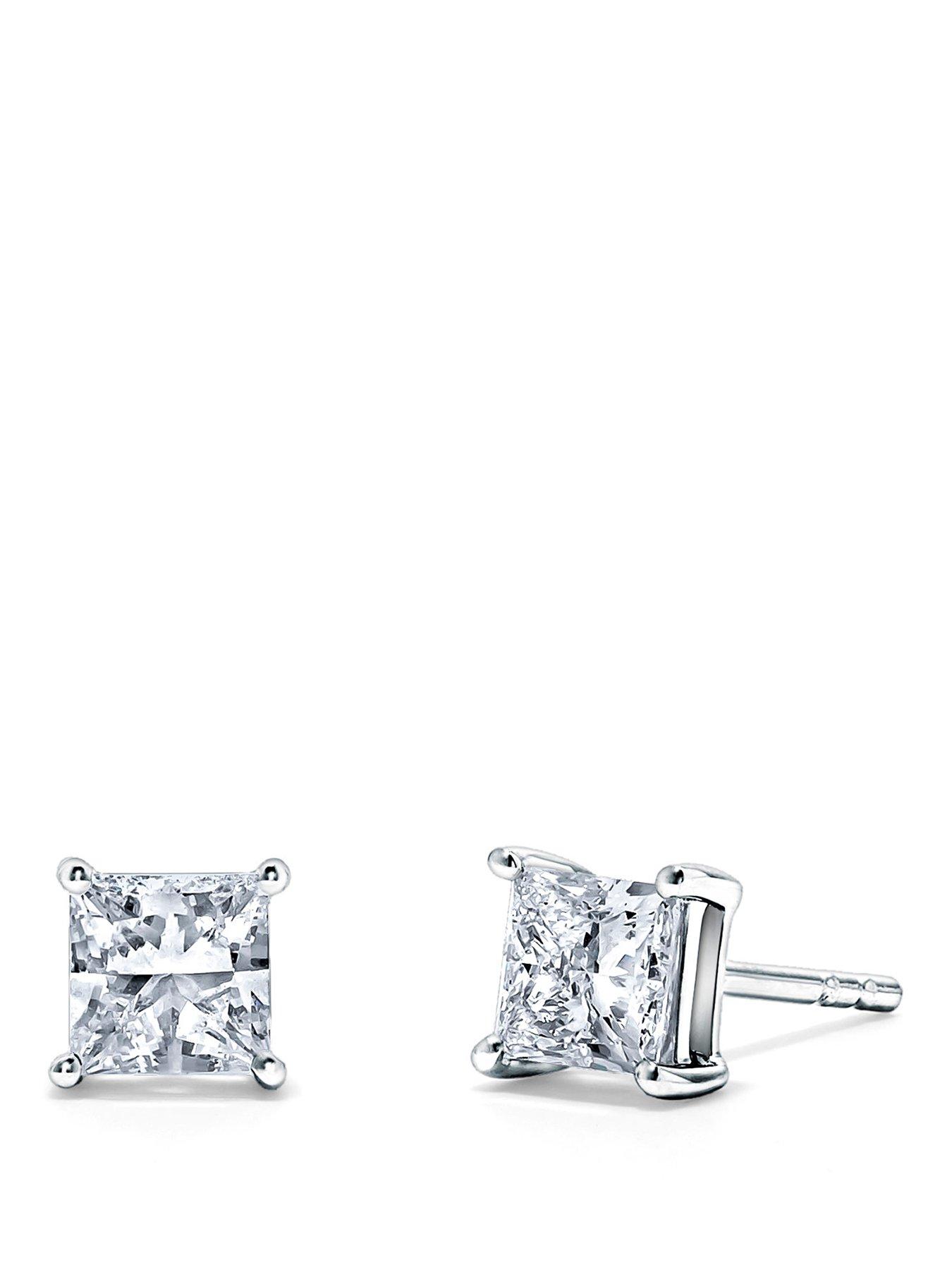 Image 1 of 4 of Created Brilliance Reed , 9ct White Gold 1.00ct tw Lab Grown Diamond Princess Cut Stud Earrings