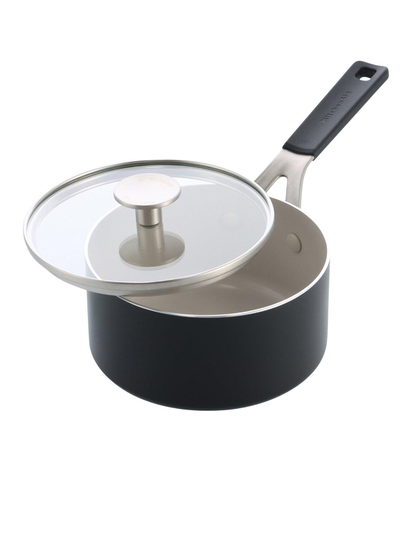 Image 1 of 5 of KitchenAid Kitchenaid Coloured Aluminum Saucepan With Lid 16cm / 1.58l - Matte Black