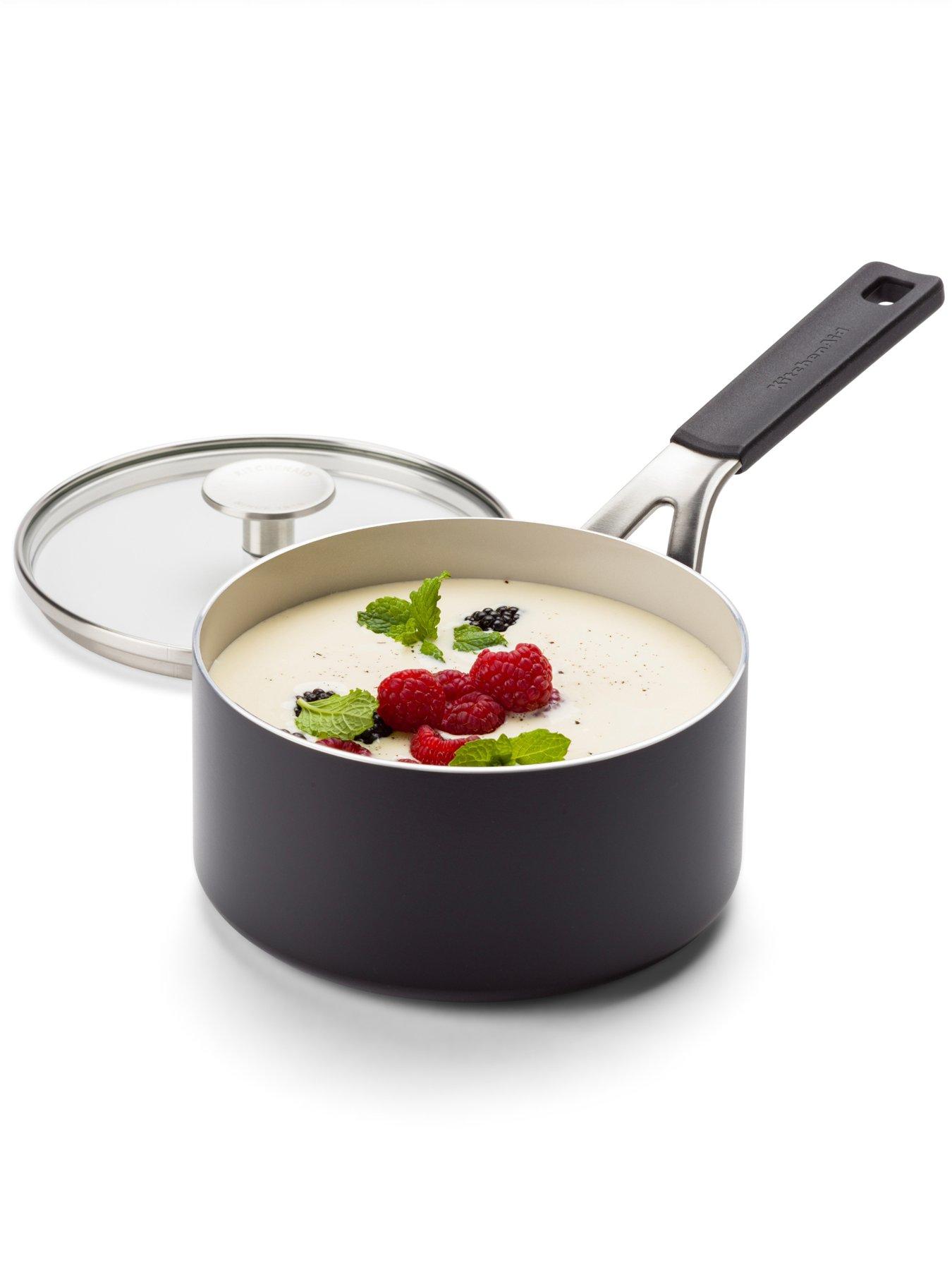 Image 3 of 5 of KitchenAid Kitchenaid Coloured Aluminum Saucepan With Lid 16cm / 1.58l - Matte Black