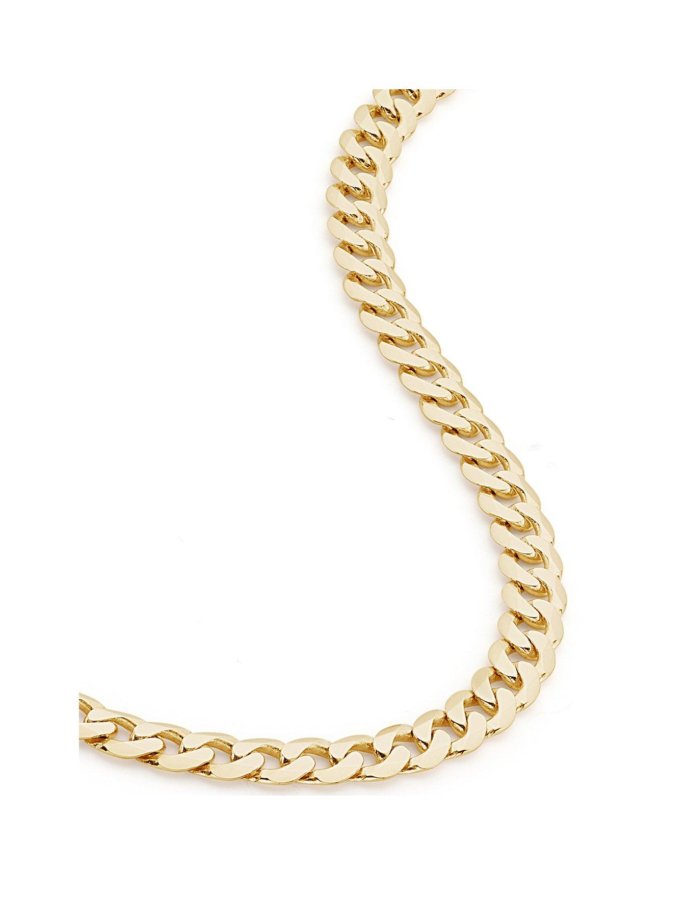 Image 1 of 5 of The Love Collection 9ct Yellow Gold Solid Curb Chain Necklace (6mm) 20 inch