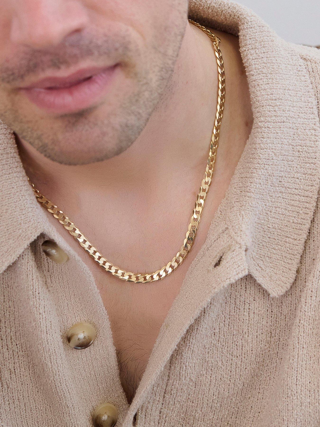 Image 4 of 5 of The Love Collection 9ct Yellow Gold Solid Curb Chain Necklace (6mm) 20 inch