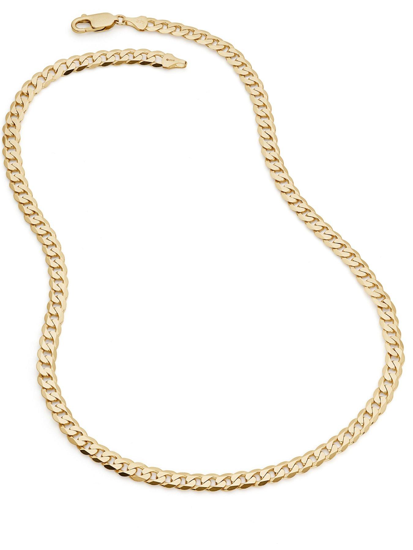 Image 2 of 4 of The Love Collection 9ct Yellow Gold Solid Curb Chain Necklace (6mm) 22 inch