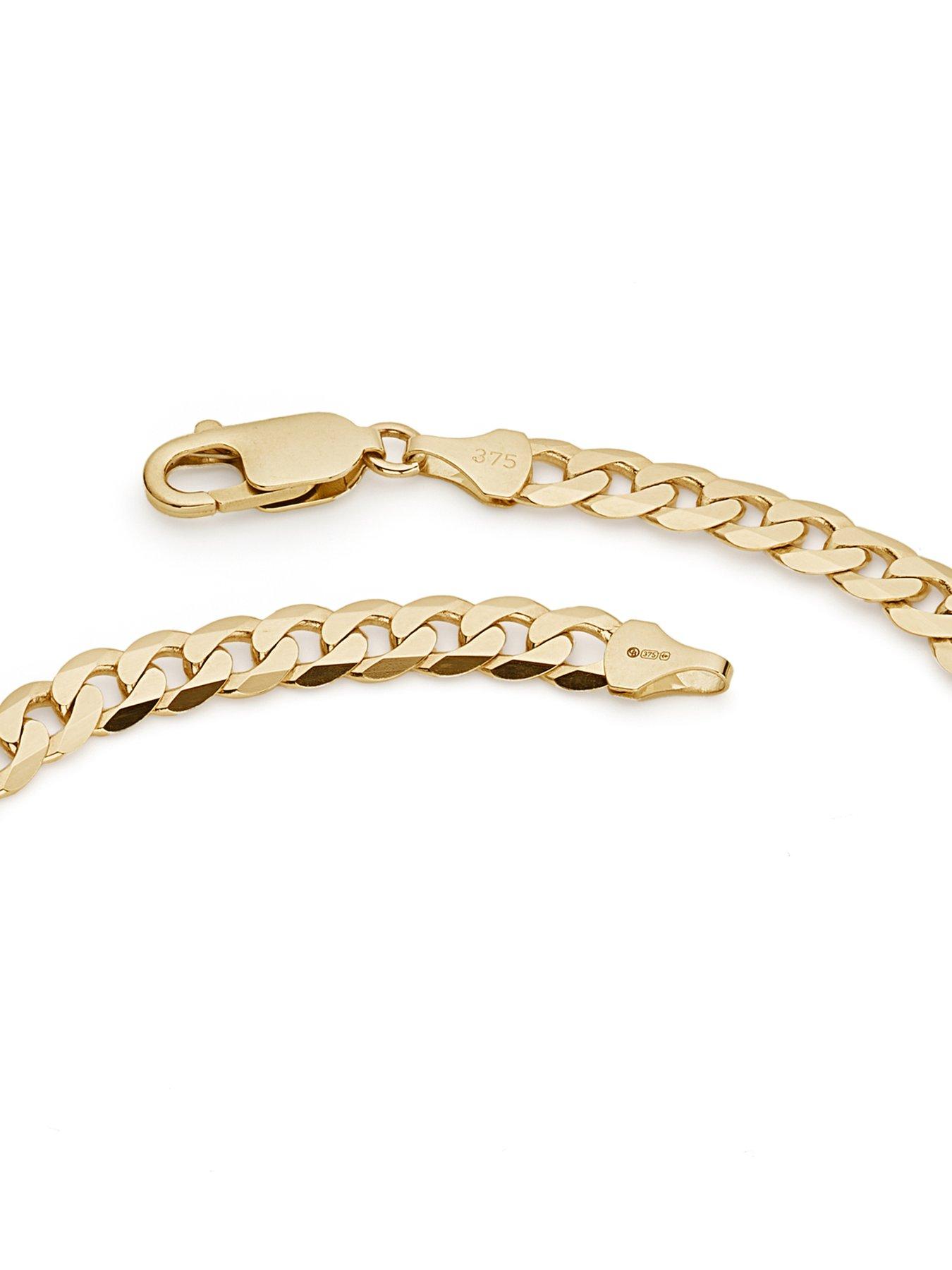 Image 3 of 4 of The Love Collection 9ct Yellow Gold Solid Curb Chain Necklace (6mm) 22 inch
