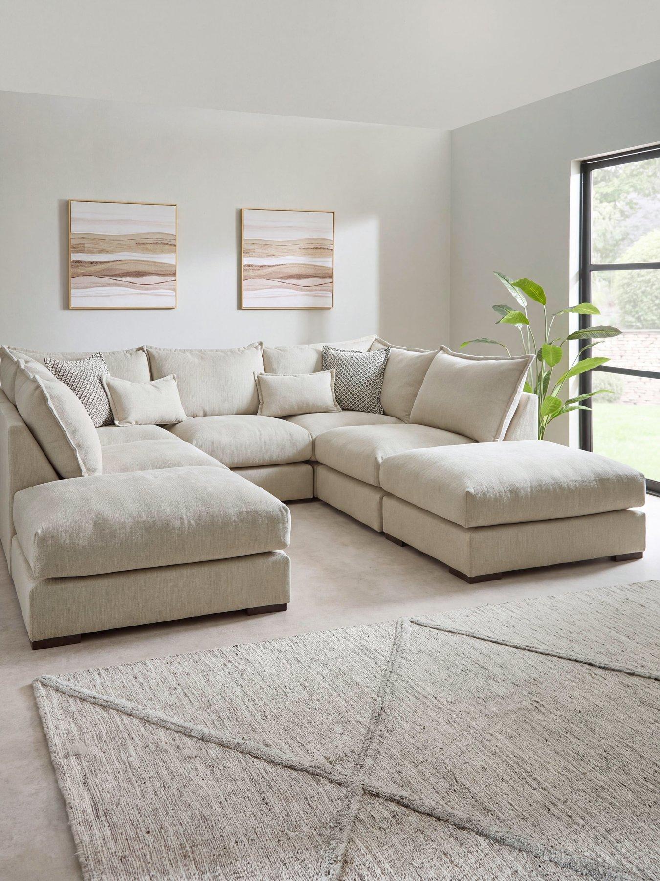 Image 1 of 7 of The Very Collection Laguna Modular U-Shape Sofa with Two Footstools - Made to Order in the UK