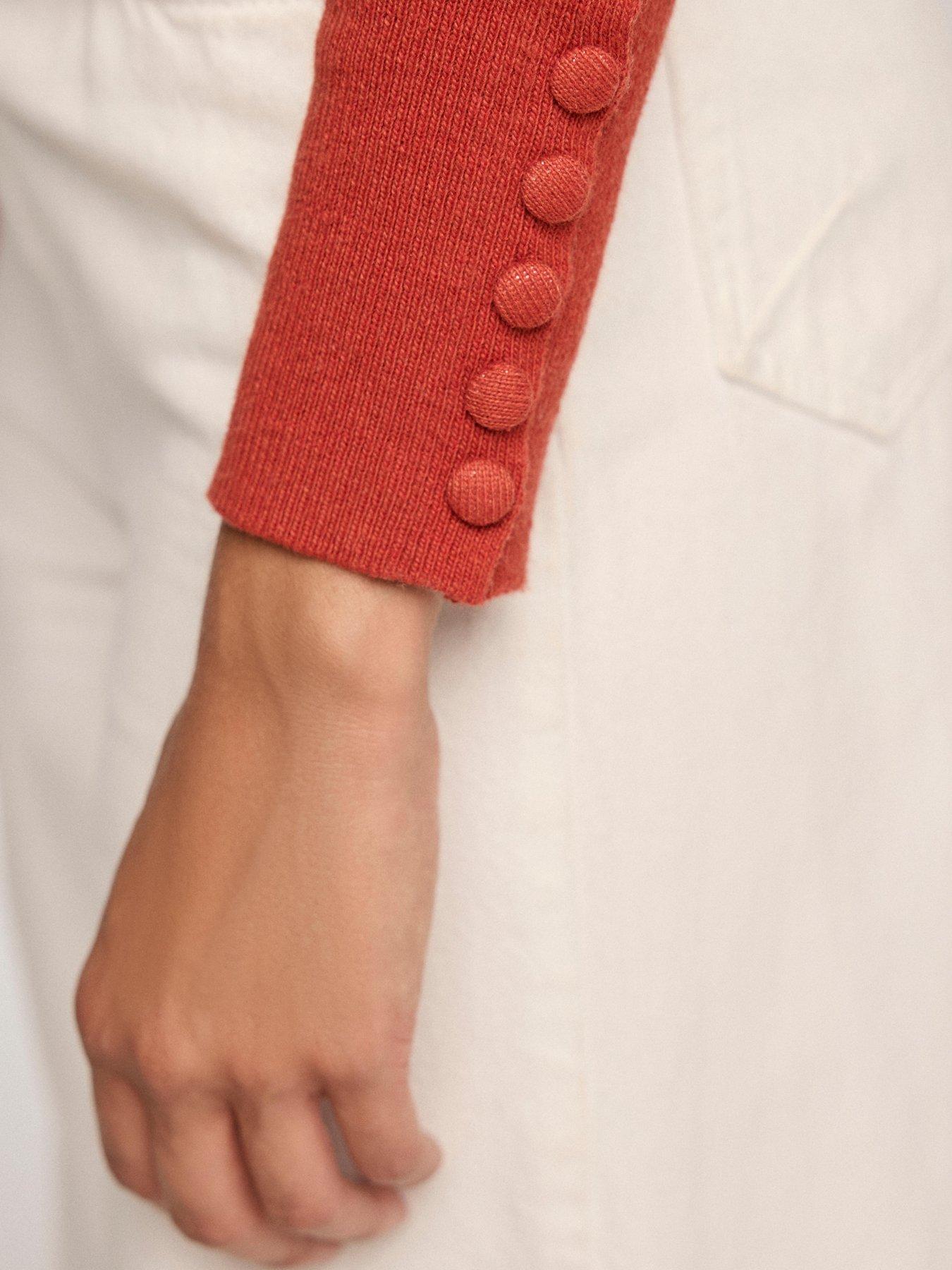 Image 4 of 6 of Mint Velvet Womens Shoulder Pad Button Cuff Cardigan Blouse - Orange