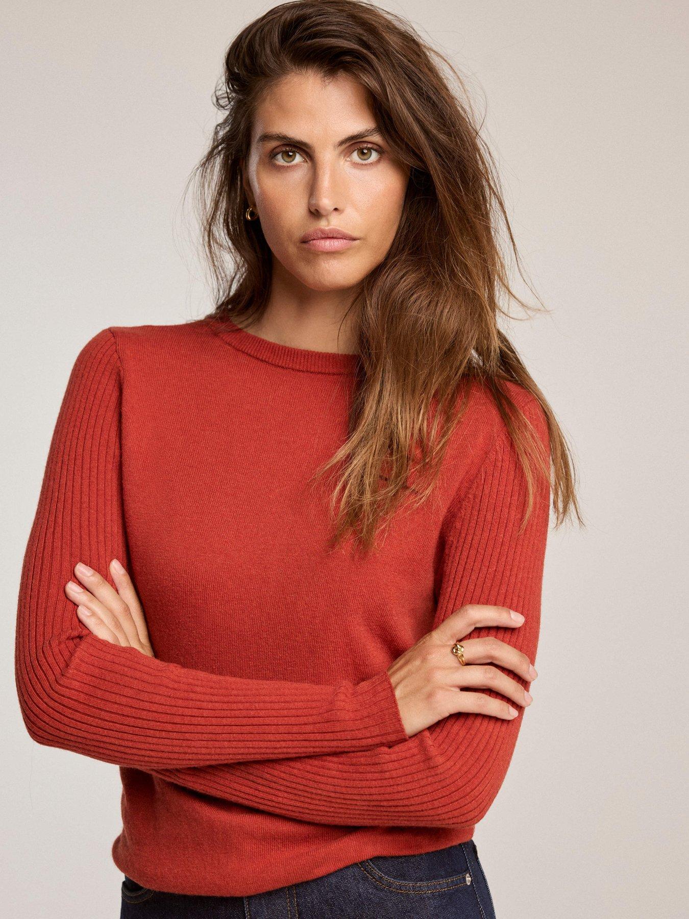 Image 2 of 6 of Mint Velvet Womens Layered Rib Knit Blouse Top - Orange