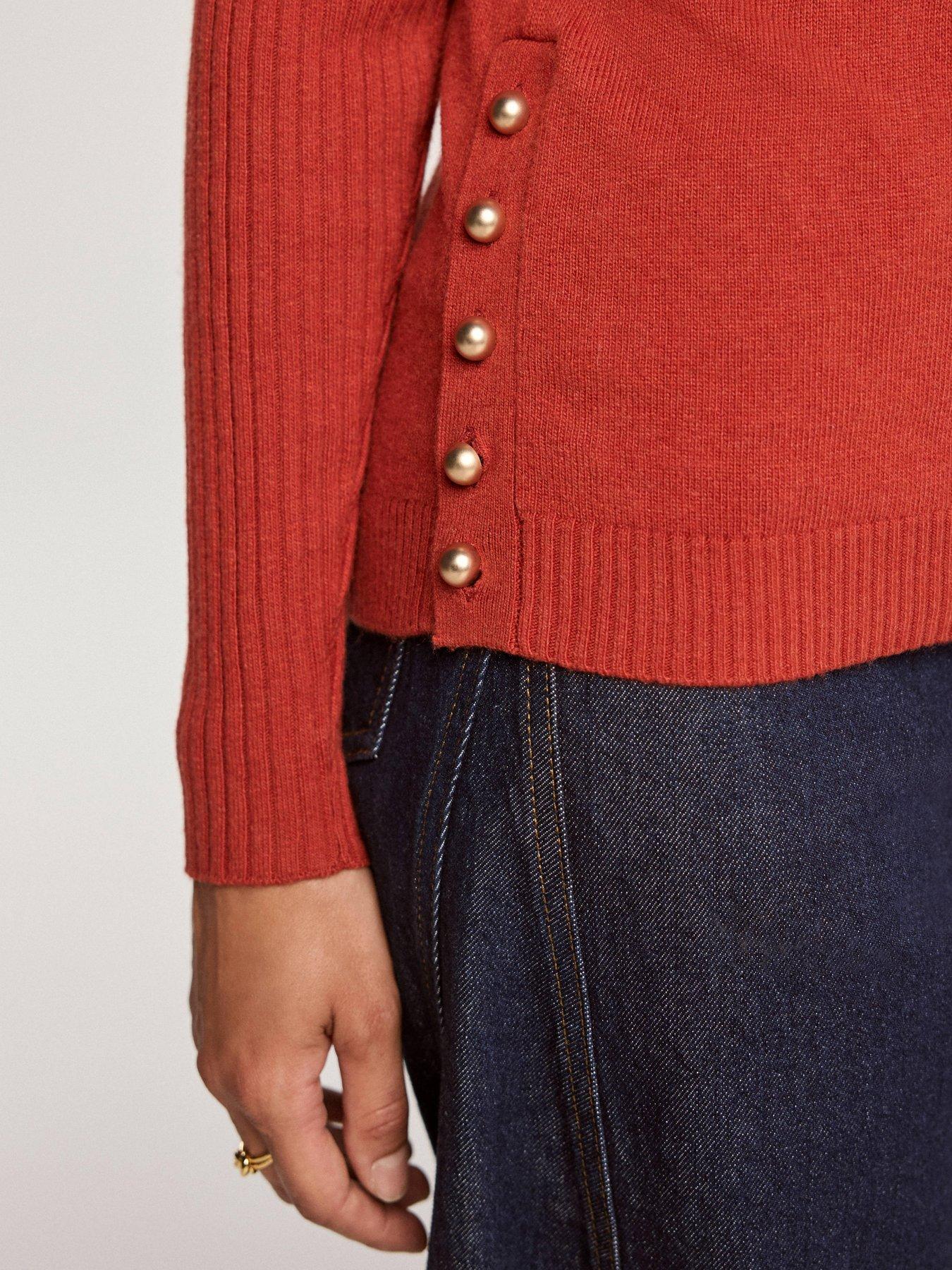 Image 4 of 6 of Mint Velvet Womens Layered Rib Knit Blouse Top - Orange