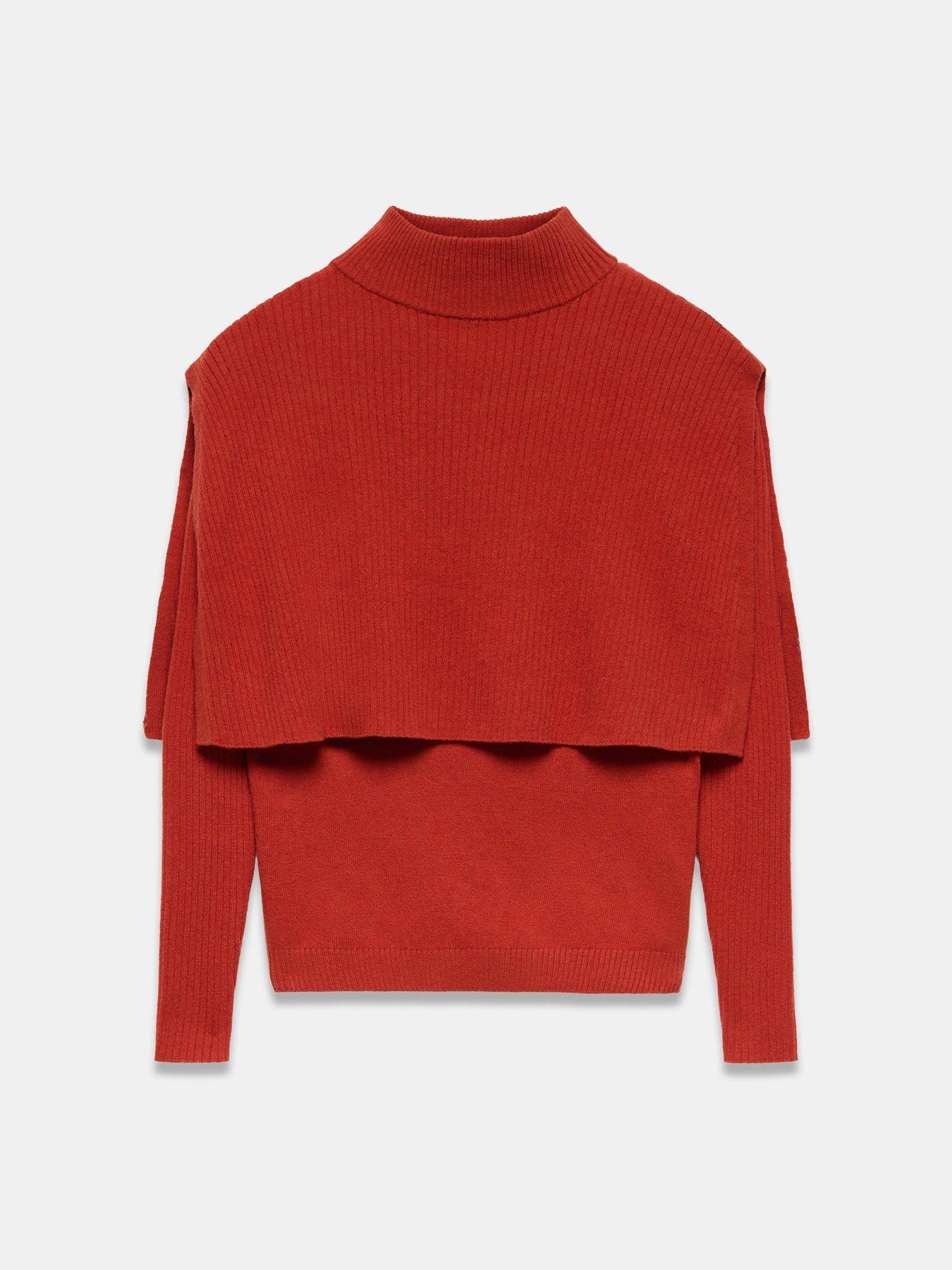 Image 5 of 6 of Mint Velvet Womens Layered Rib Knit Blouse Top - Orange