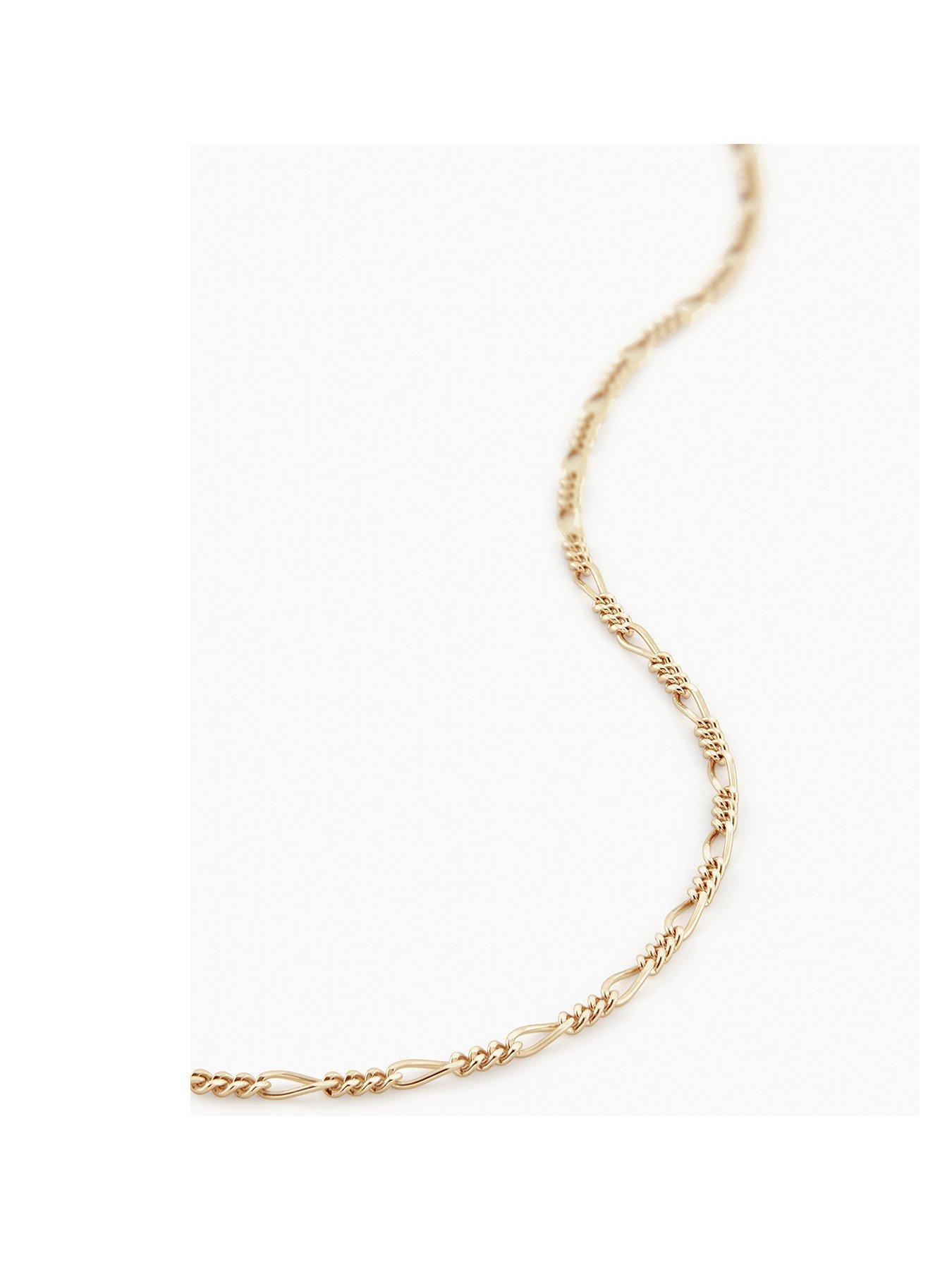 Image 1 of 5 of The Love Collection 9ct Yellow Gold Solid Figaro Diamond Cut Chain (1.6mm) 20 inch