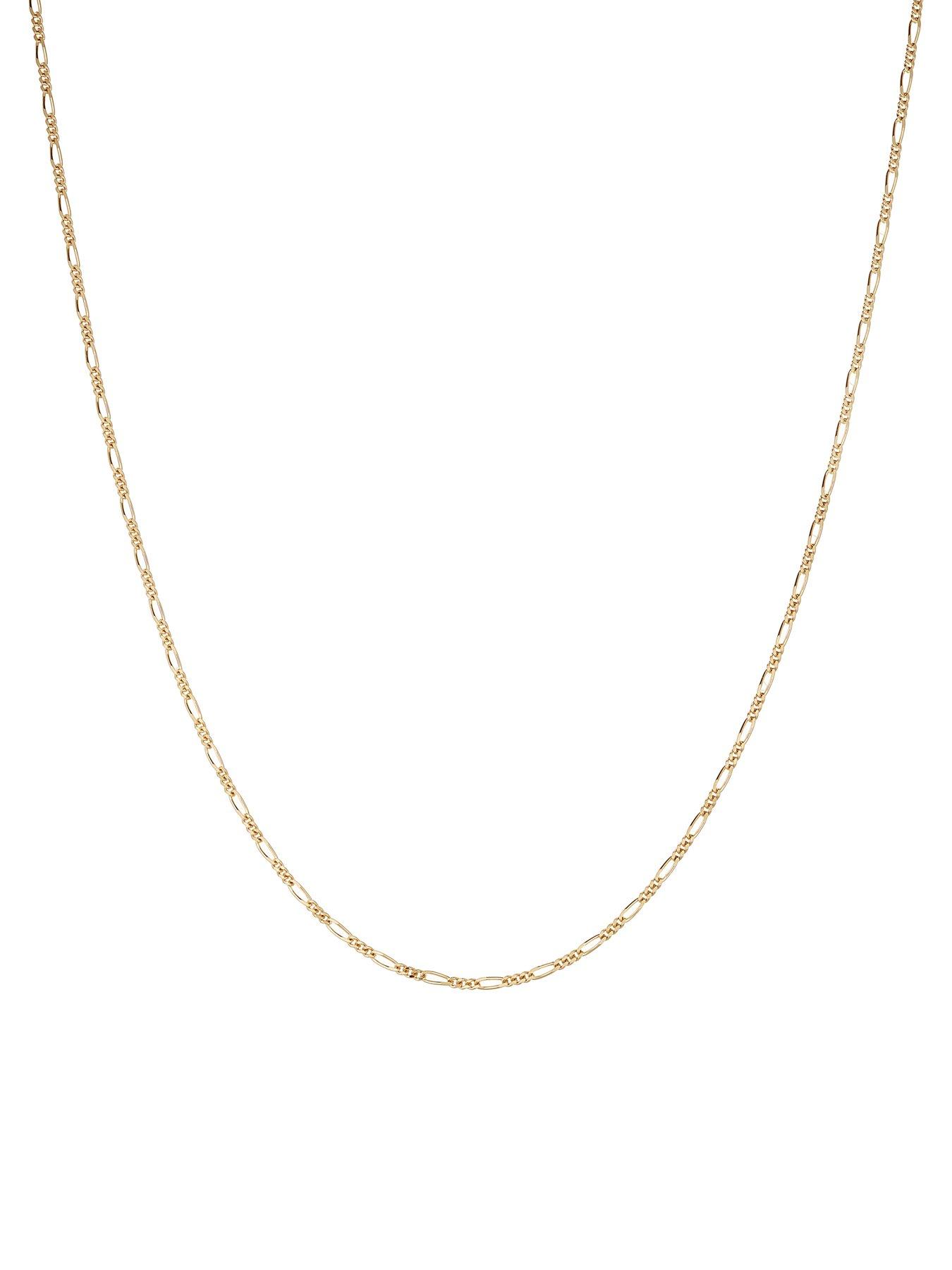 Image 2 of 5 of The Love Collection 9ct Yellow Gold Solid Figaro Diamond Cut Chain (1.6mm) 20 inch