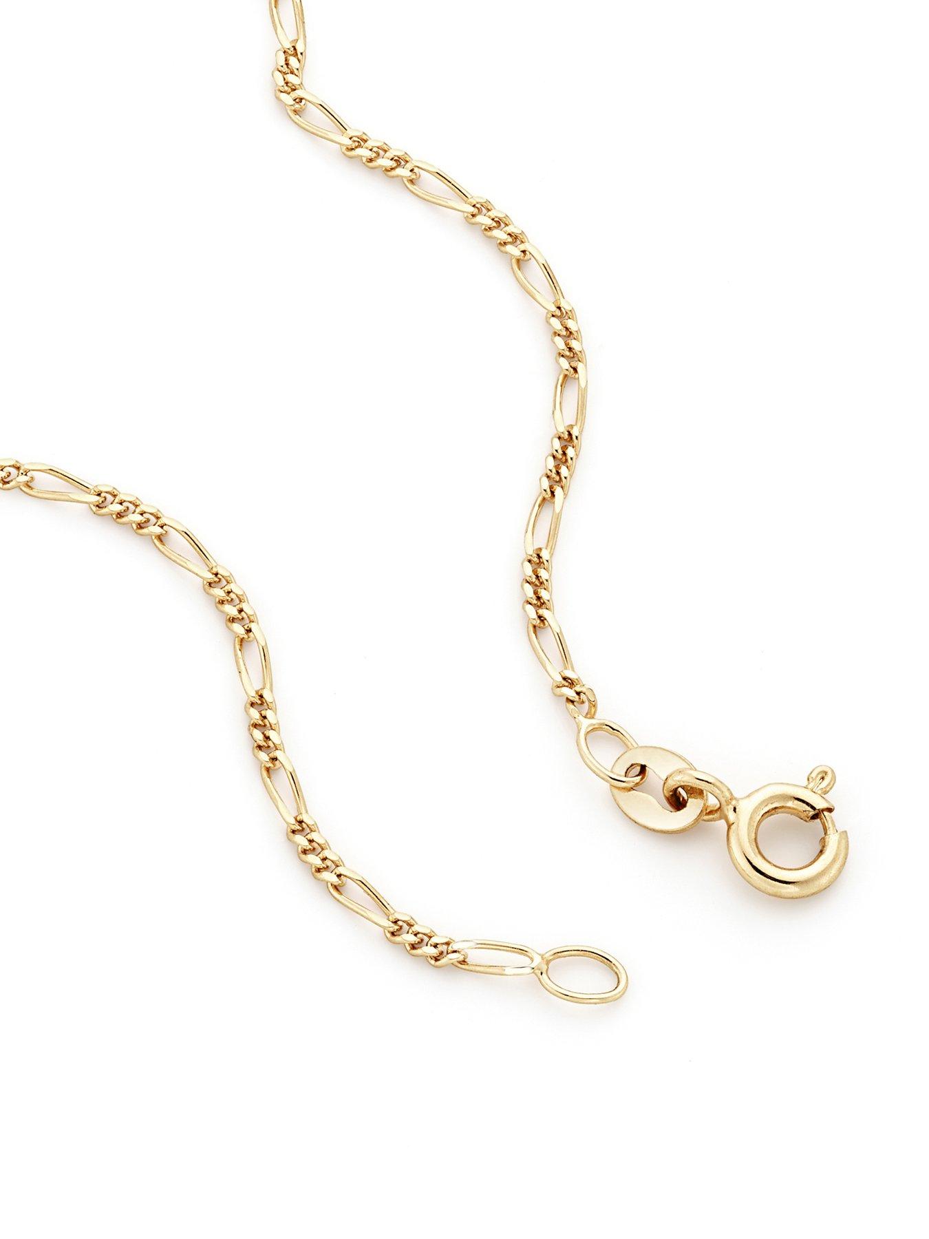 Image 3 of 5 of The Love Collection 9ct Yellow Gold Solid Figaro Diamond Cut Chain (1.6mm) 20 inch