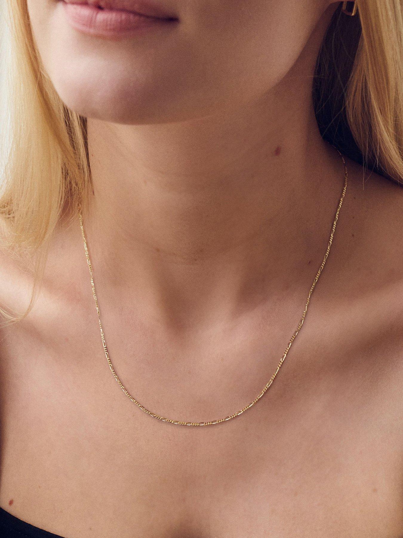 Image 4 of 5 of The Love Collection 9ct Yellow Gold Solid Figaro Diamond Cut Chain (1.6mm) 20 inch