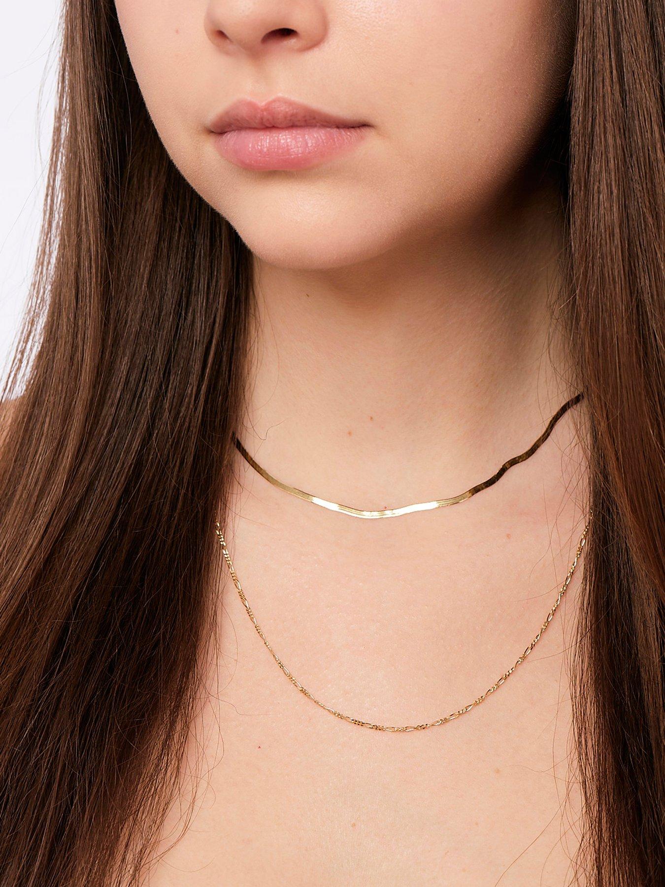 Image 5 of 5 of The Love Collection 9ct Yellow Gold Solid Figaro Diamond Cut Chain (1.6mm) 20 inch