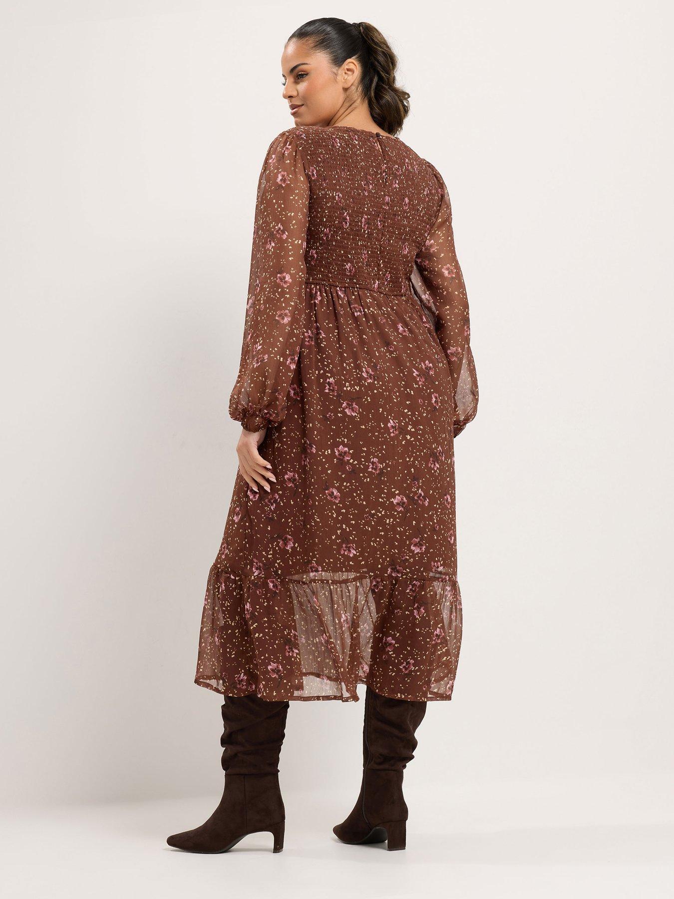 Image 2 of 4 of Yours Curve Floral Chiffon Midi Dress