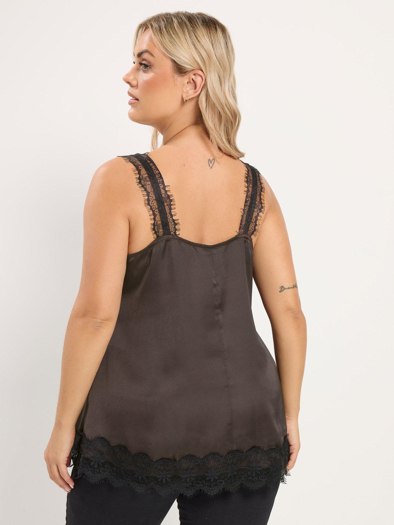 Image 2 of 4 of Yours Curve Satin Lace Cami