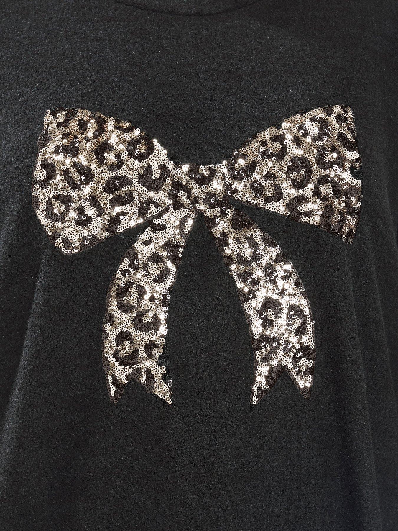 Image 4 of 4 of Yours Curve Leopard Bow Jumper