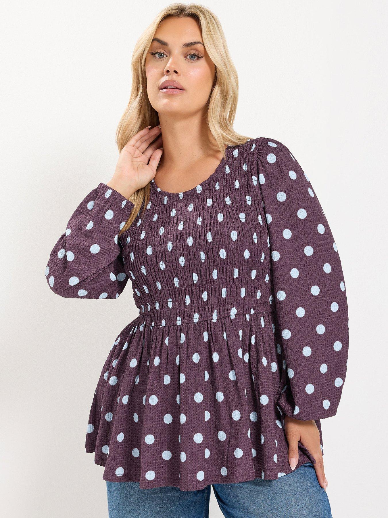Image 1 of 4 of Yours Curve Shirred Peplum Top