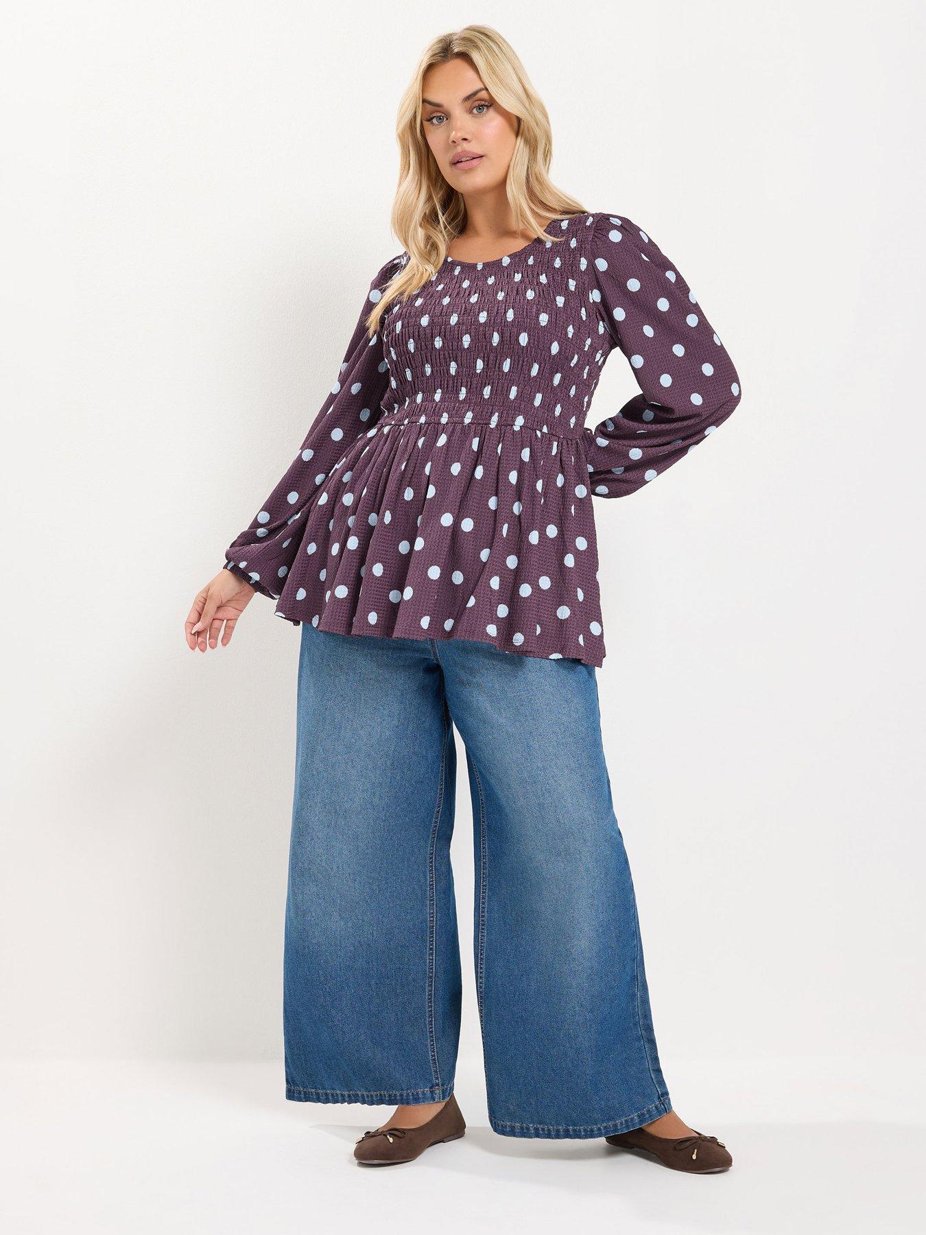 Image 3 of 4 of Yours Curve Shirred Peplum Top