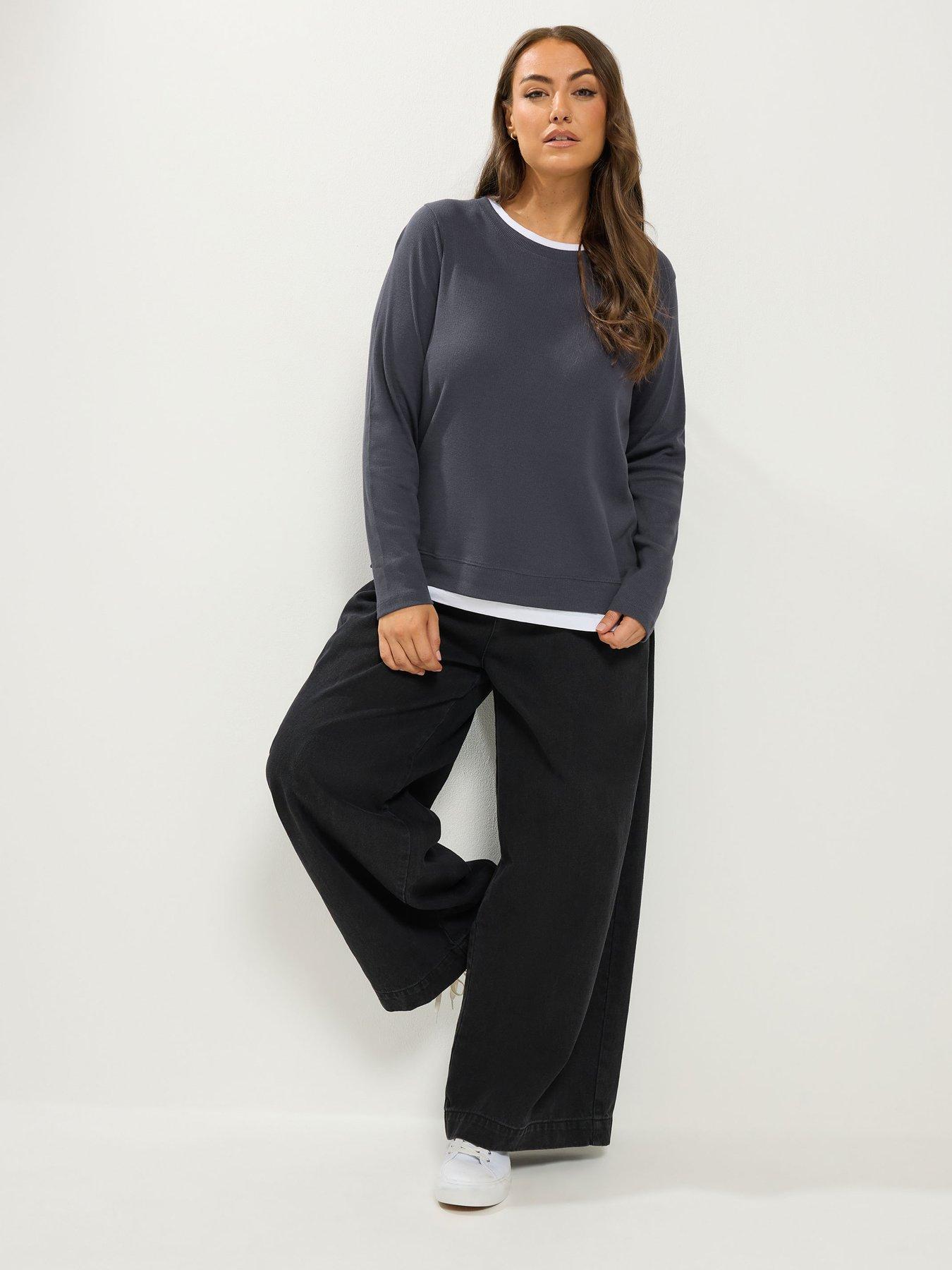 Image 3 of 4 of Yours Curve 2 In 1 Ribbed Long Sleeve T-shirt