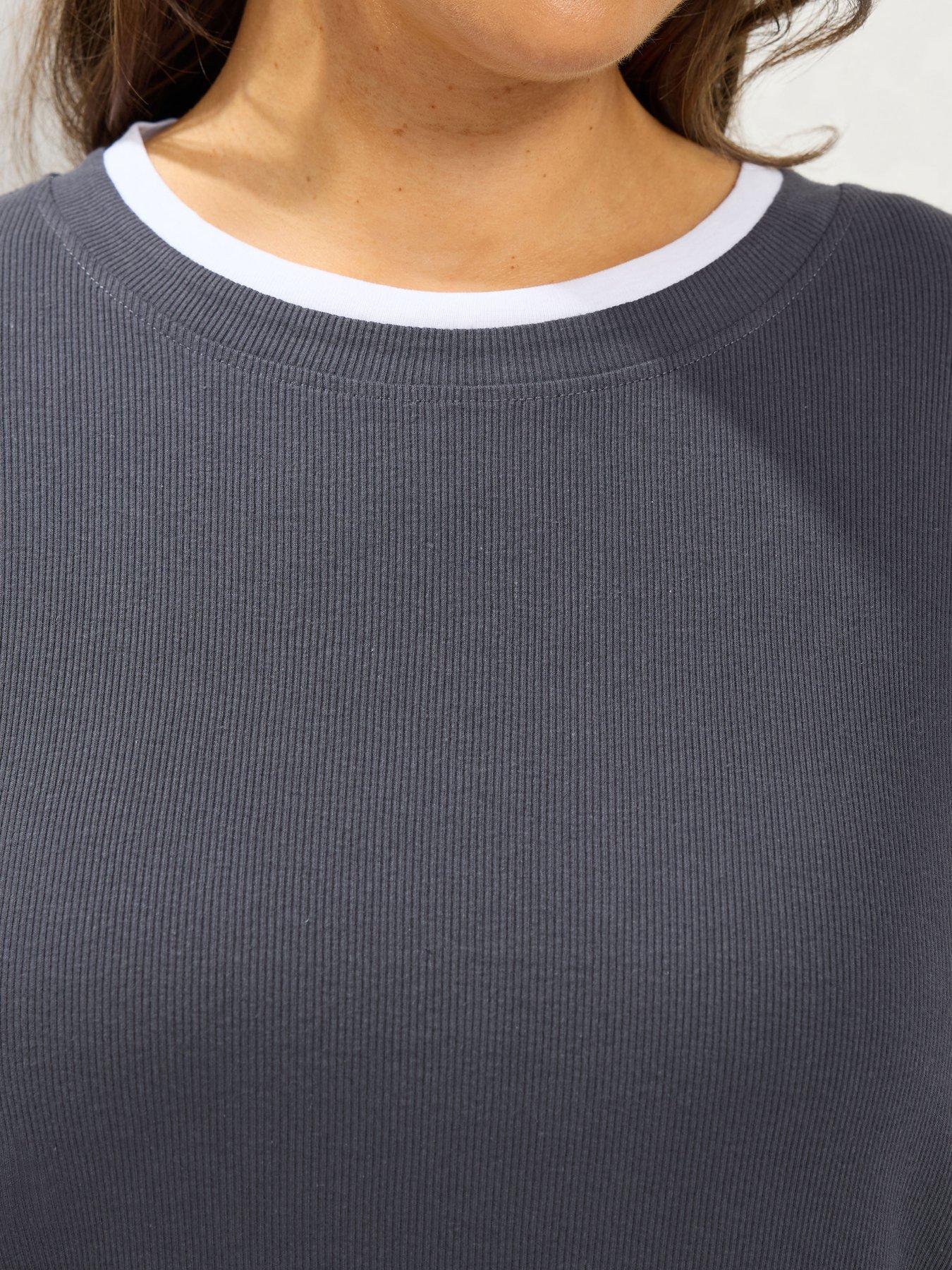 Image 4 of 4 of Yours Curve 2 In 1 Ribbed Long Sleeve T-shirt