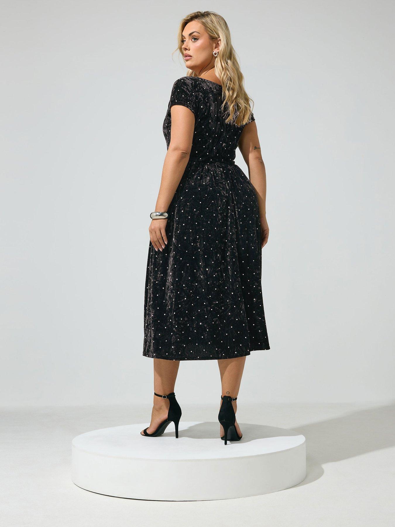 Image 2 of 4 of Yours Curve Crushed Velvet Glitter Dress