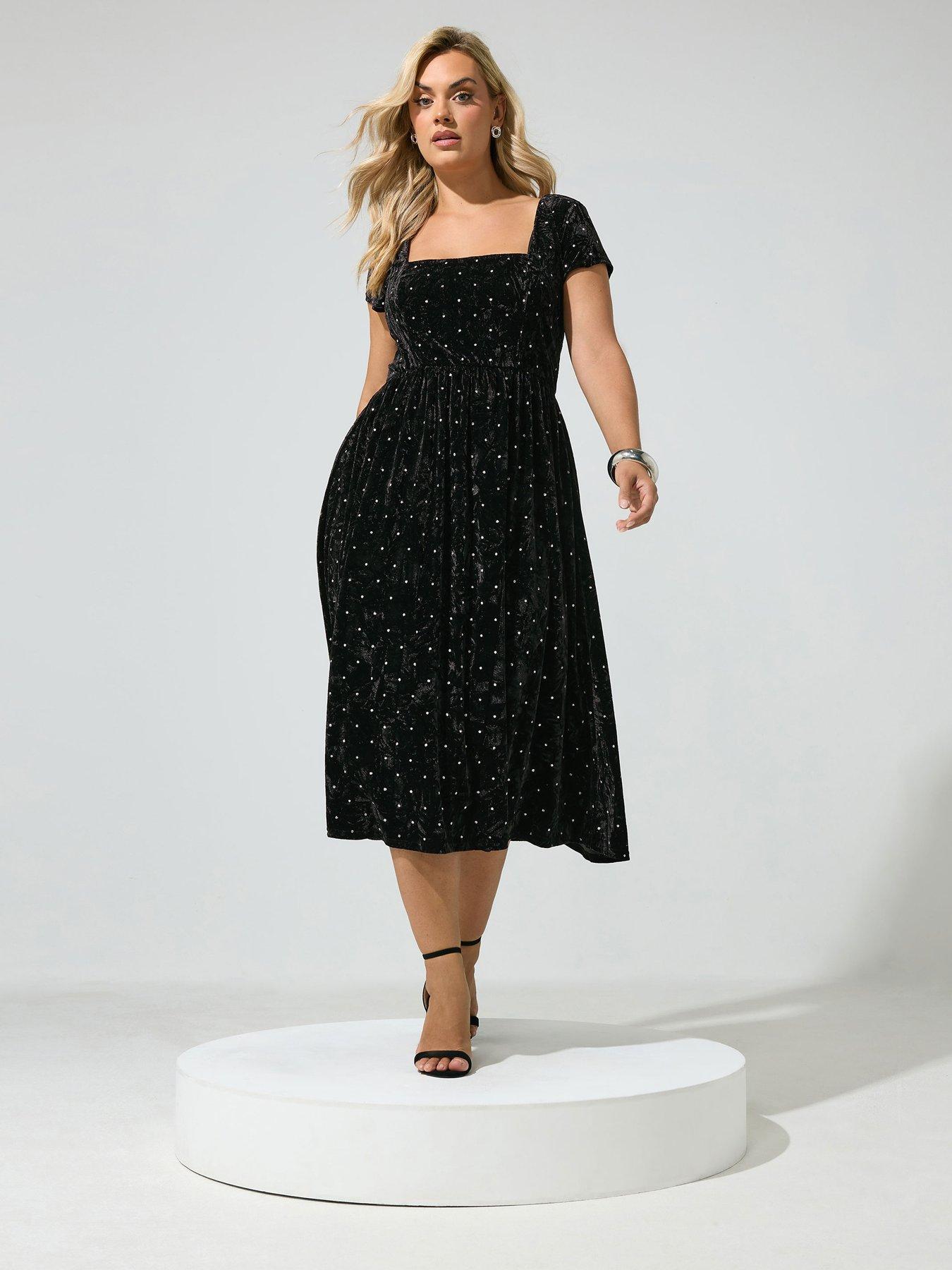 Image 3 of 4 of Yours Curve Crushed Velvet Glitter Dress