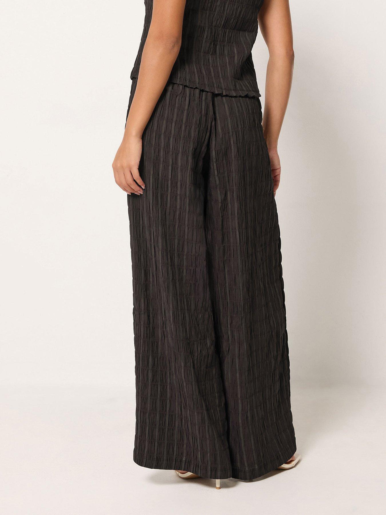 Image 2 of 4 of Yours Petite Wide Leg Textured Trouser