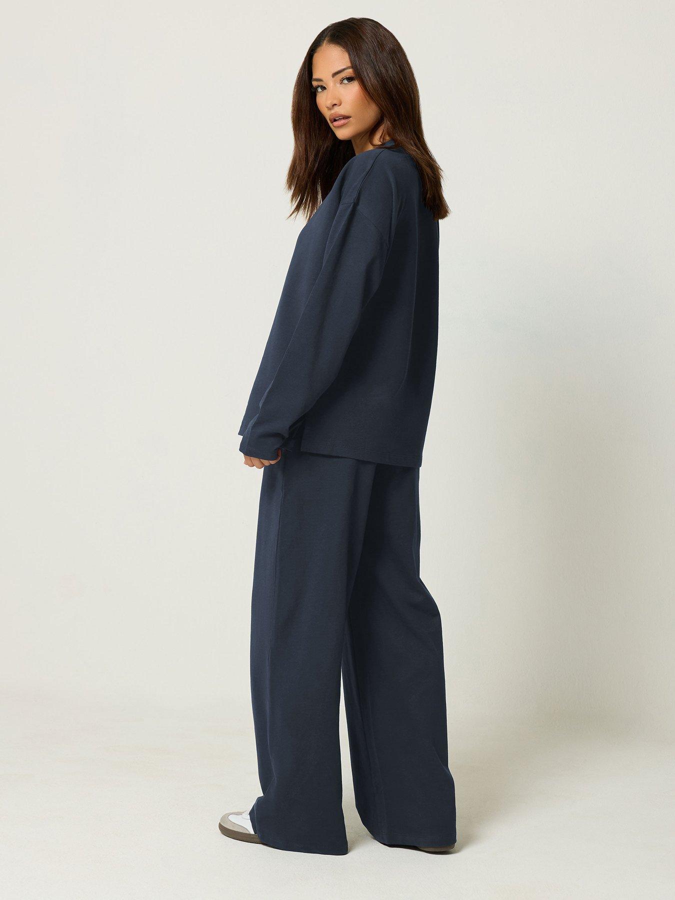 Image 2 of 4 of Yours Petite Loop Back Sweat Top &amp; Trouser Set