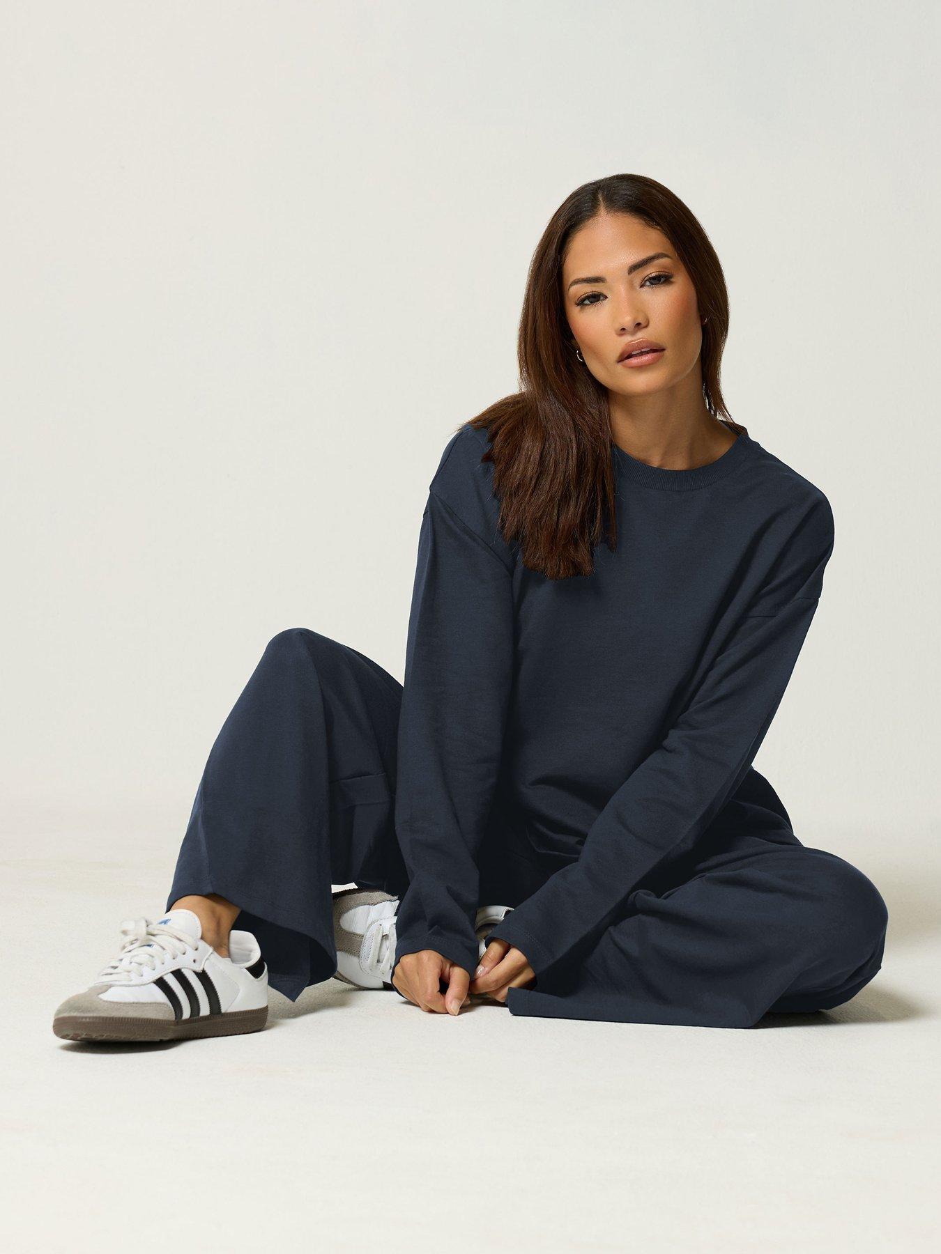 Image 3 of 4 of Yours Petite Loop Back Sweat Top &amp; Trouser Set
