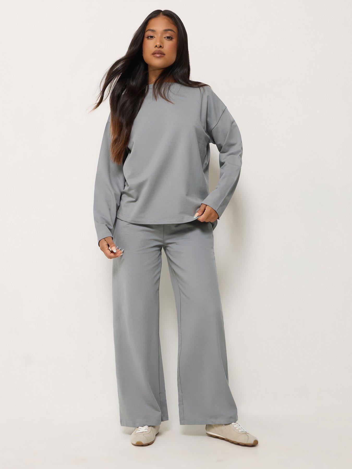 Image 1 of 4 of PixieGirl Womens Petite Loop Back Sweatshirt Set - Grey