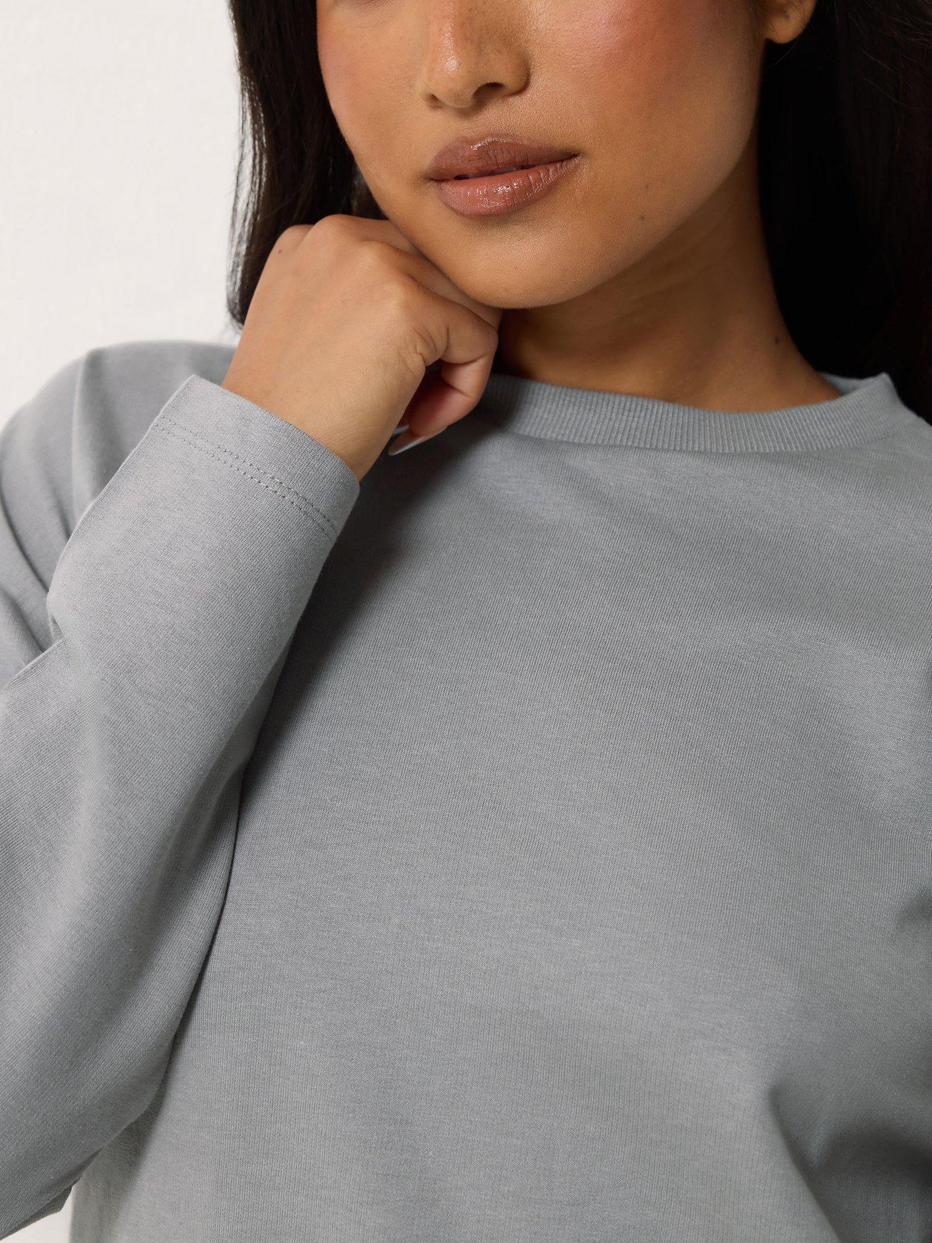 Image 4 of 4 of PixieGirl Womens Petite Loop Back Sweatshirt Set - Grey