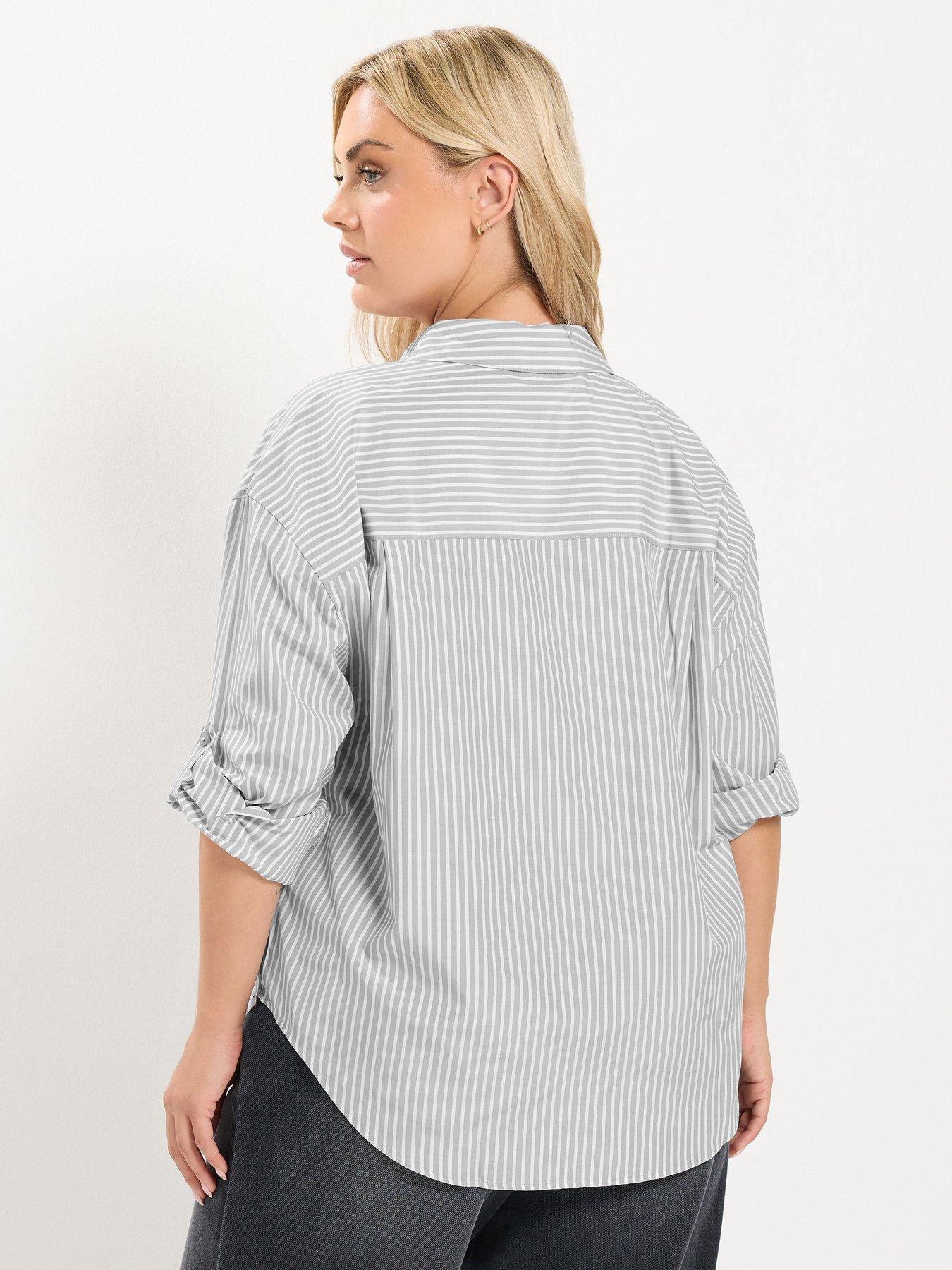 Image 2 of 4 of Yours Curve Long Sleeve Cotton Stripe Shirt