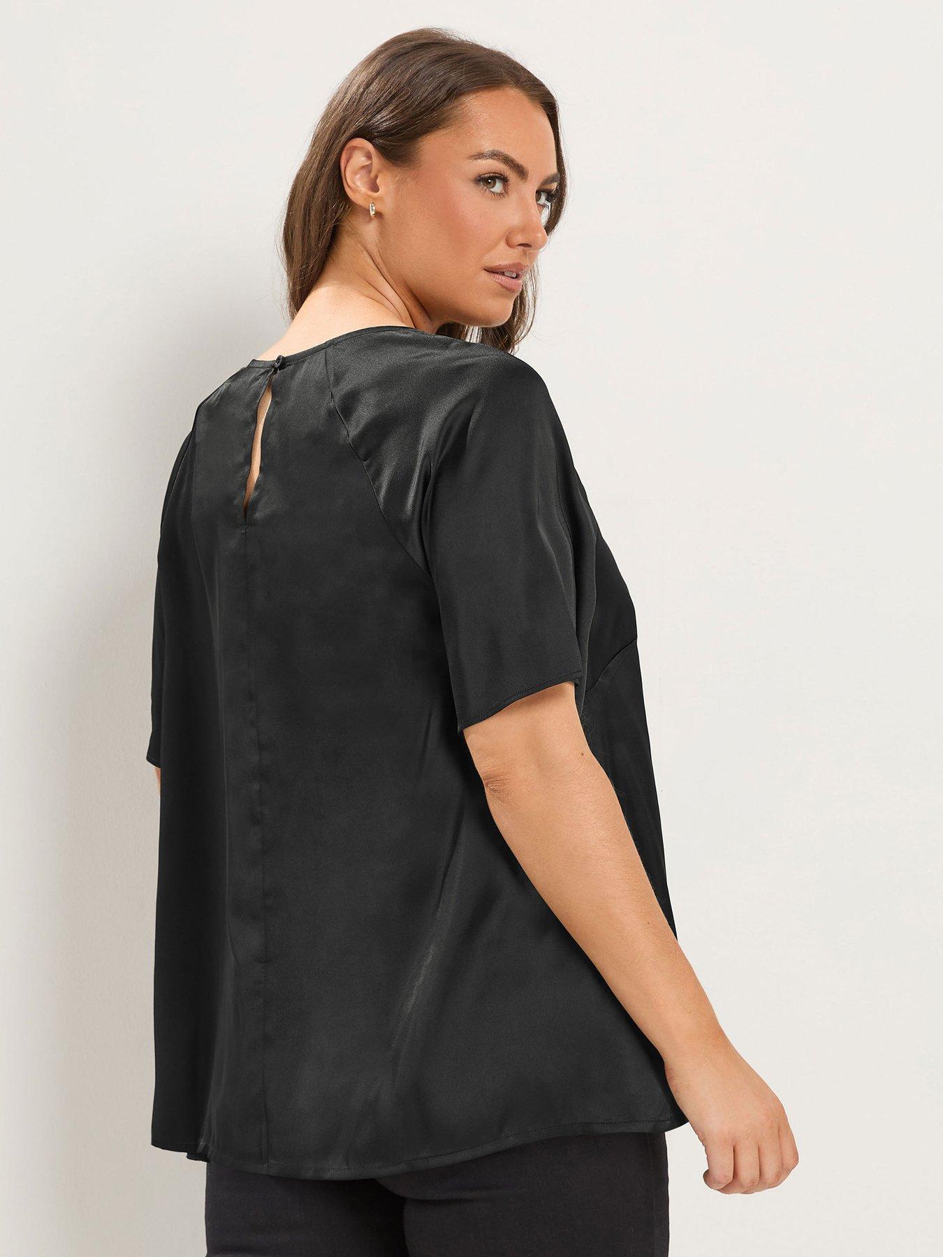 Image 2 of 4 of Yours Womens Curve Twist Front Satin Blouse - Black