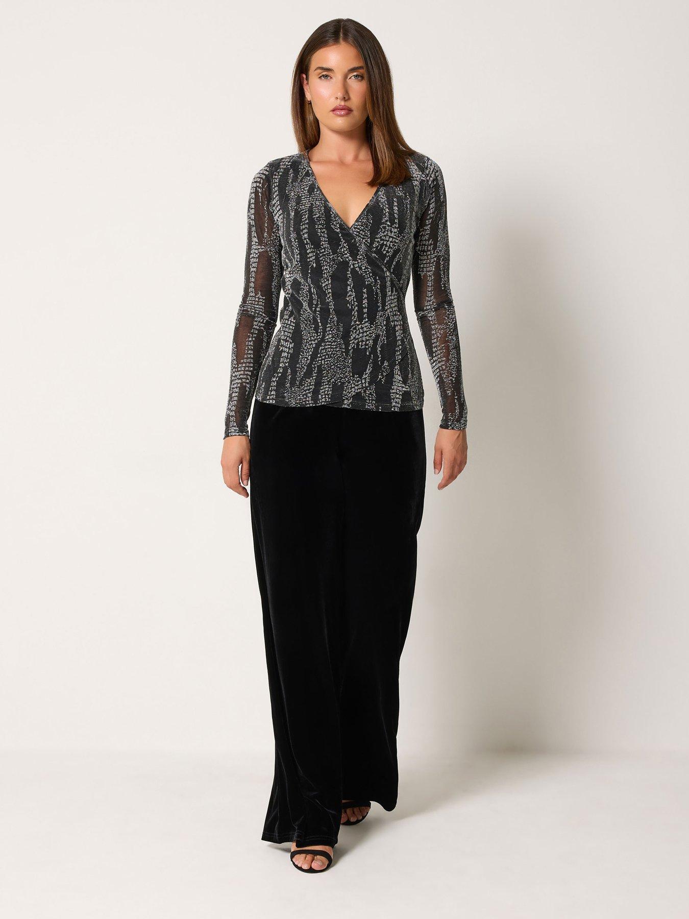 Image 3 of 4 of Long Tall Sally Tall Metallic Wrap Top