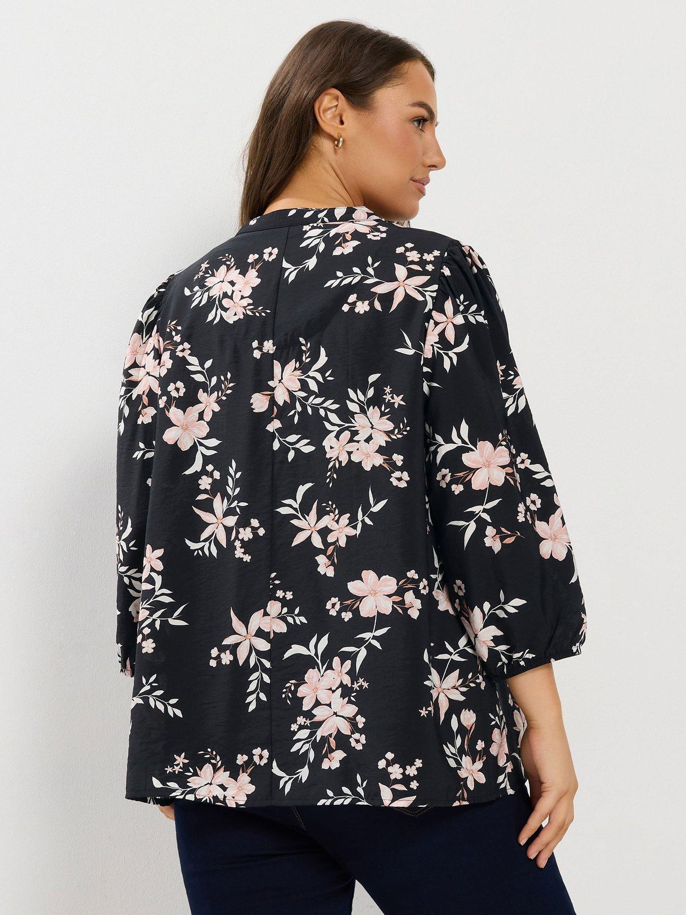 Image 2 of 4 of Yours Curve 3/4 Sleeve Notch Neck Shirt
