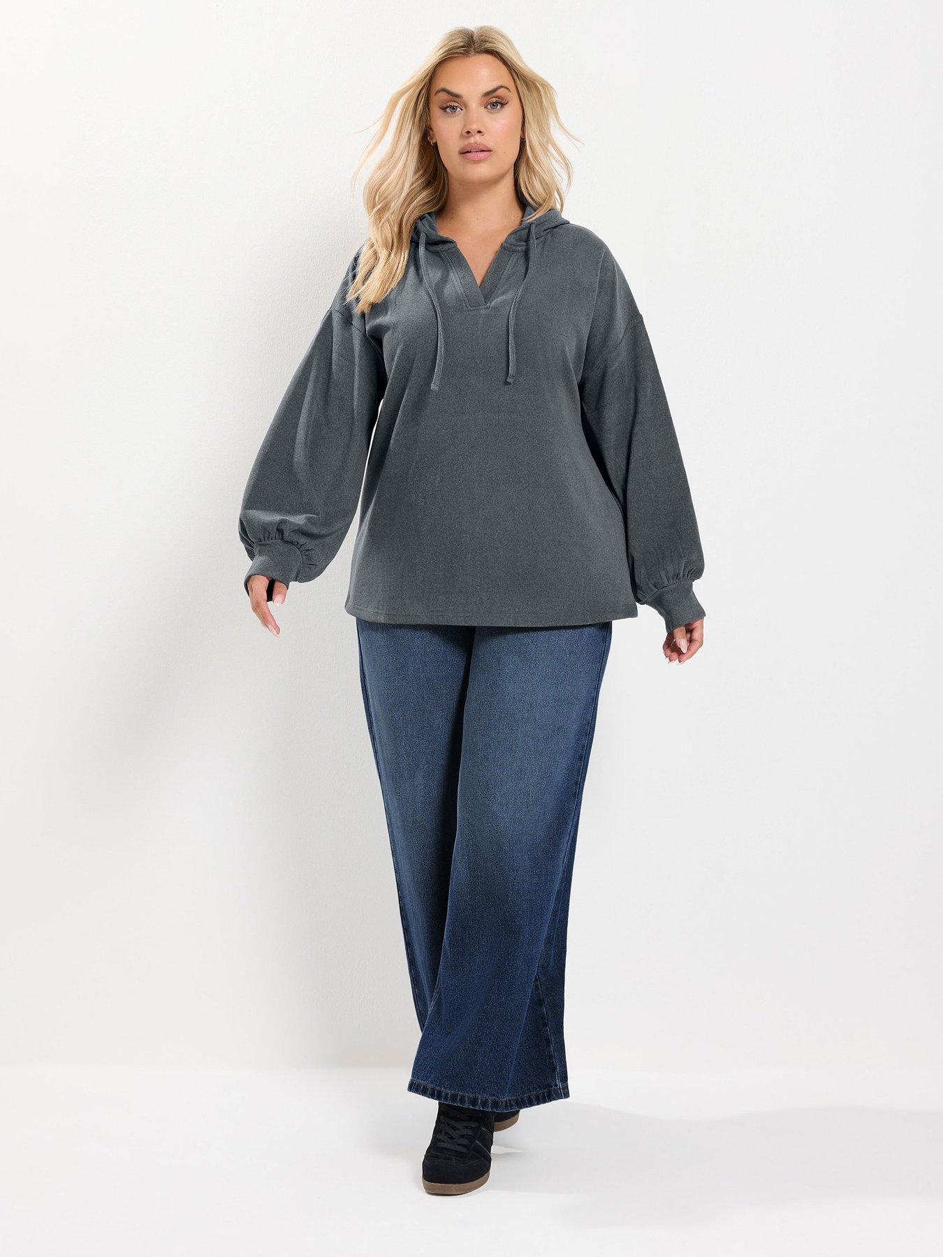 Image 3 of 4 of Yours Curve Balloon Sleeve Hooded Top