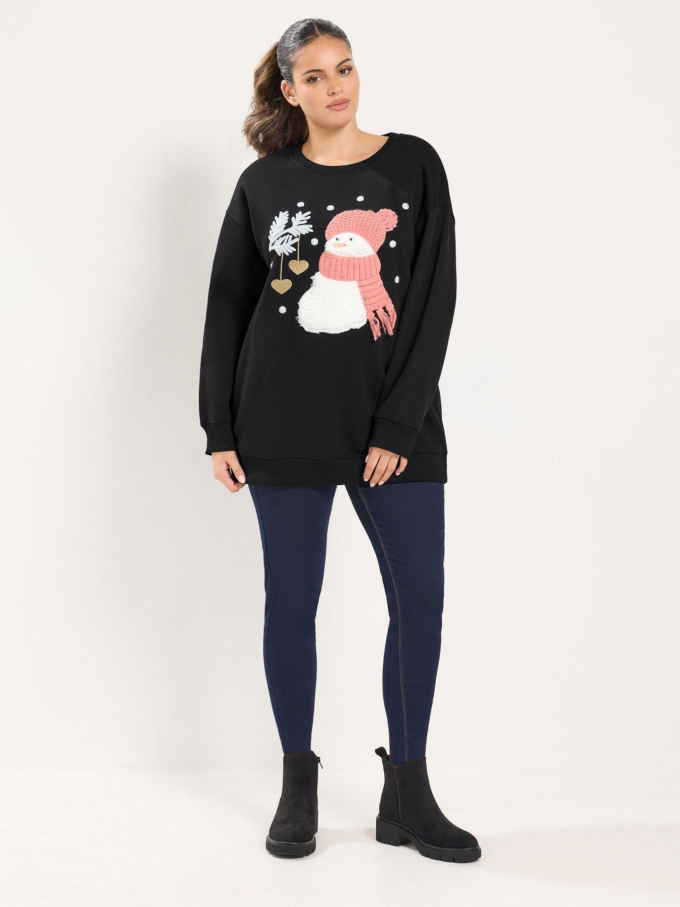 Image 3 of 4 of Yours Curve Embellished Christmas Sweatshirt