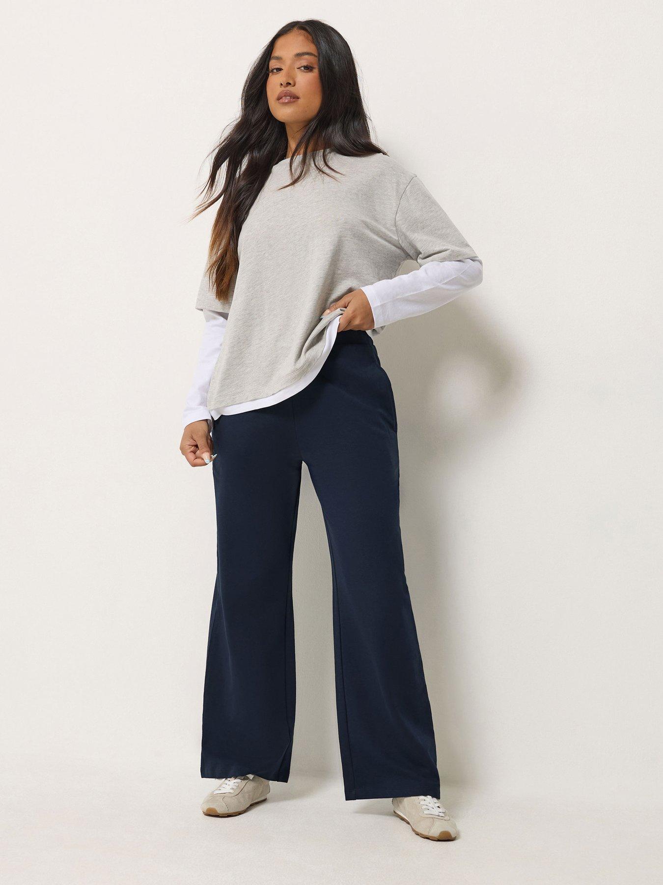 Image 1 of 4 of PixieGirl Petite Loop Back Top &amp; Wide Leg Jogger Set