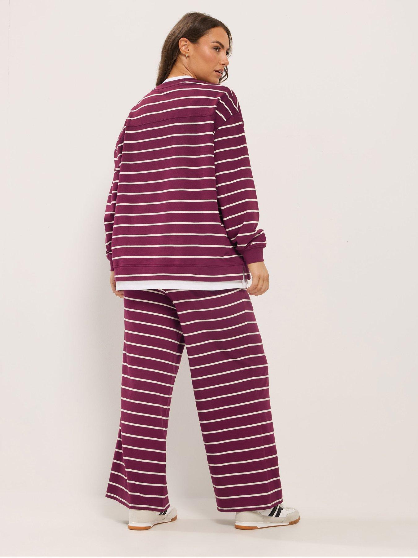 Image 2 of 4 of Yours Curve 2 In 1 Stripe T-shirt &amp; Trouser Set