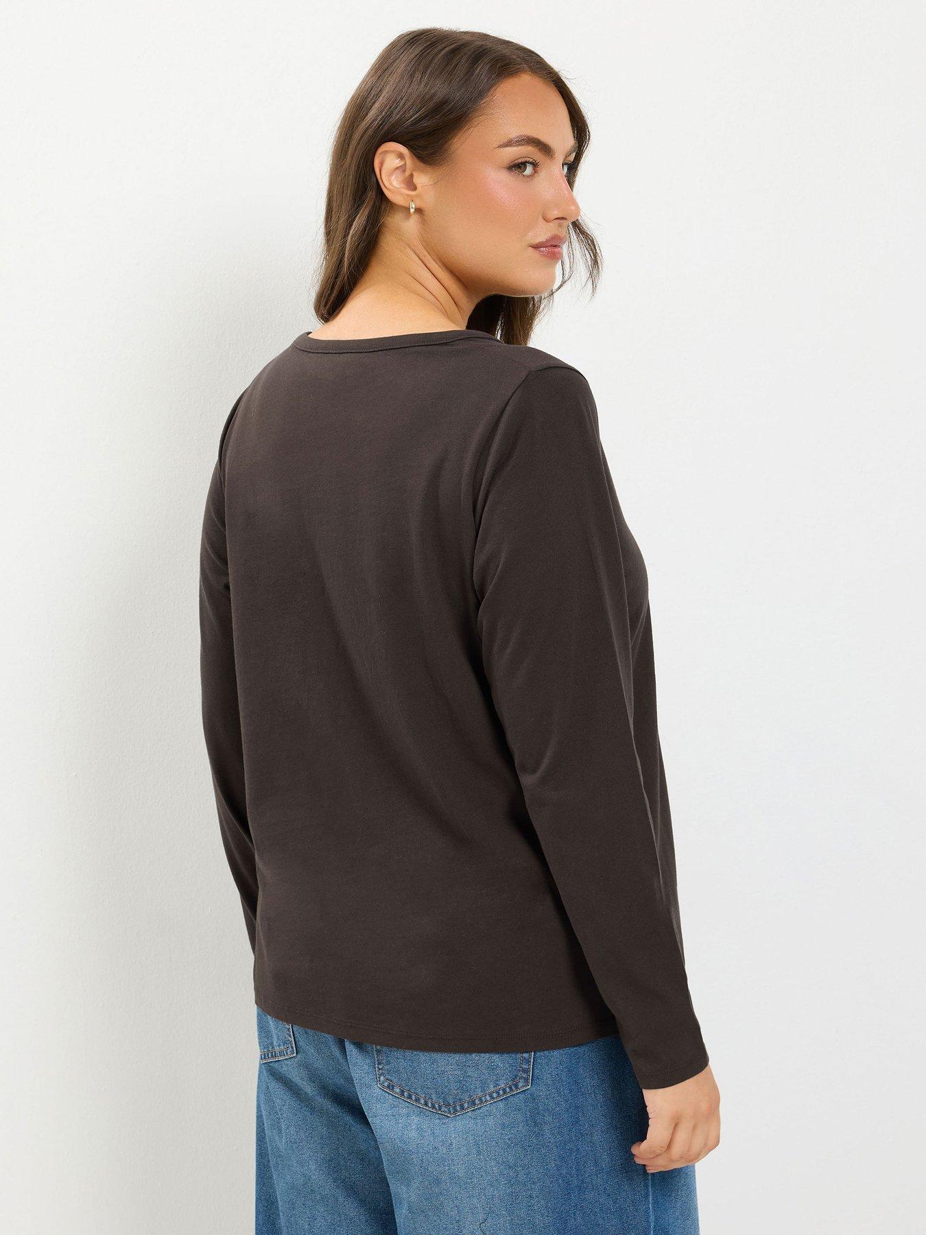 Image 2 of 4 of Yours Womens Curve 2 Pack Henley Long Sleeve Tops - Multi
