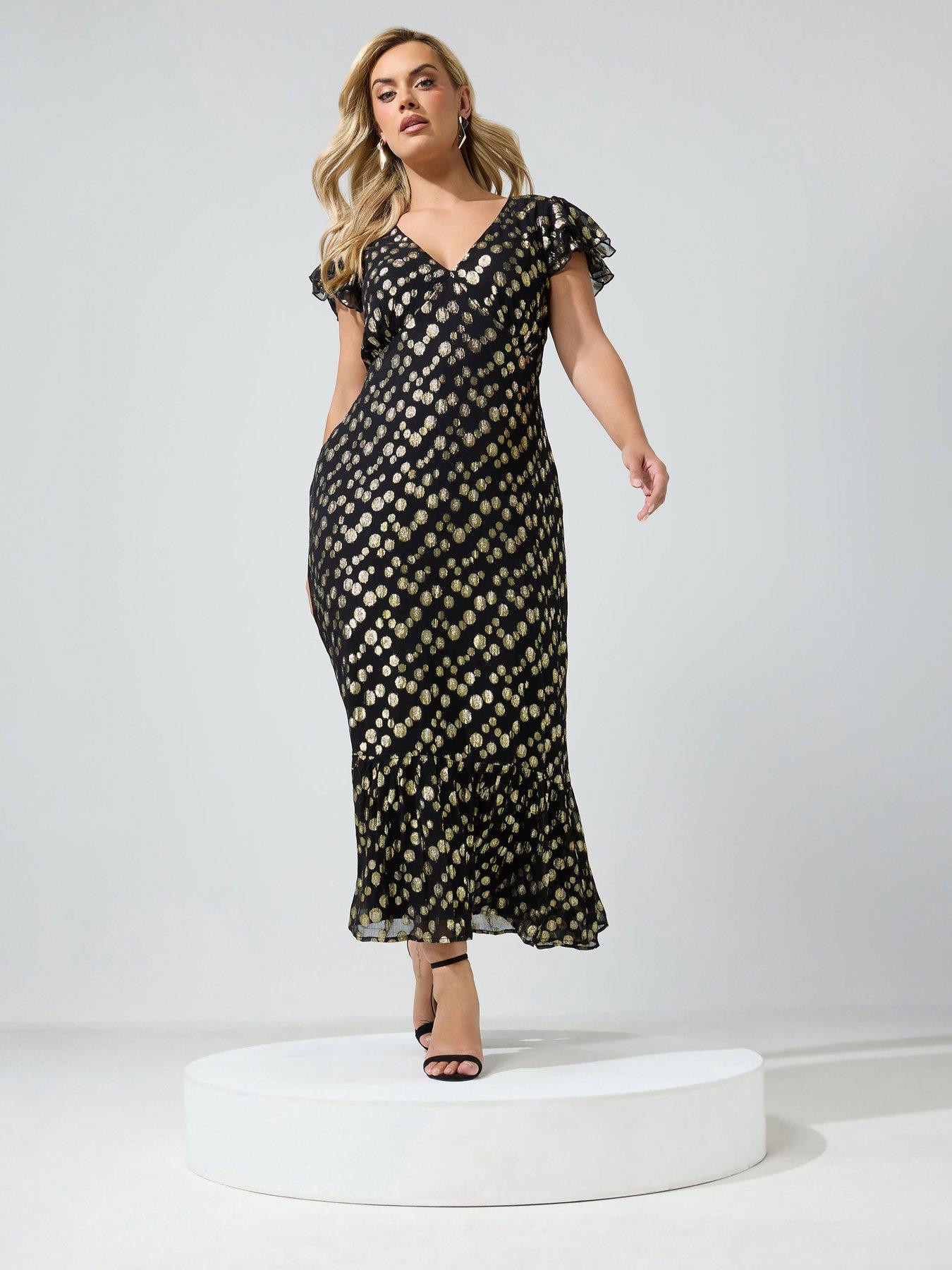 Image 1 of 3 of Yours Curve Metallic Tea Dress