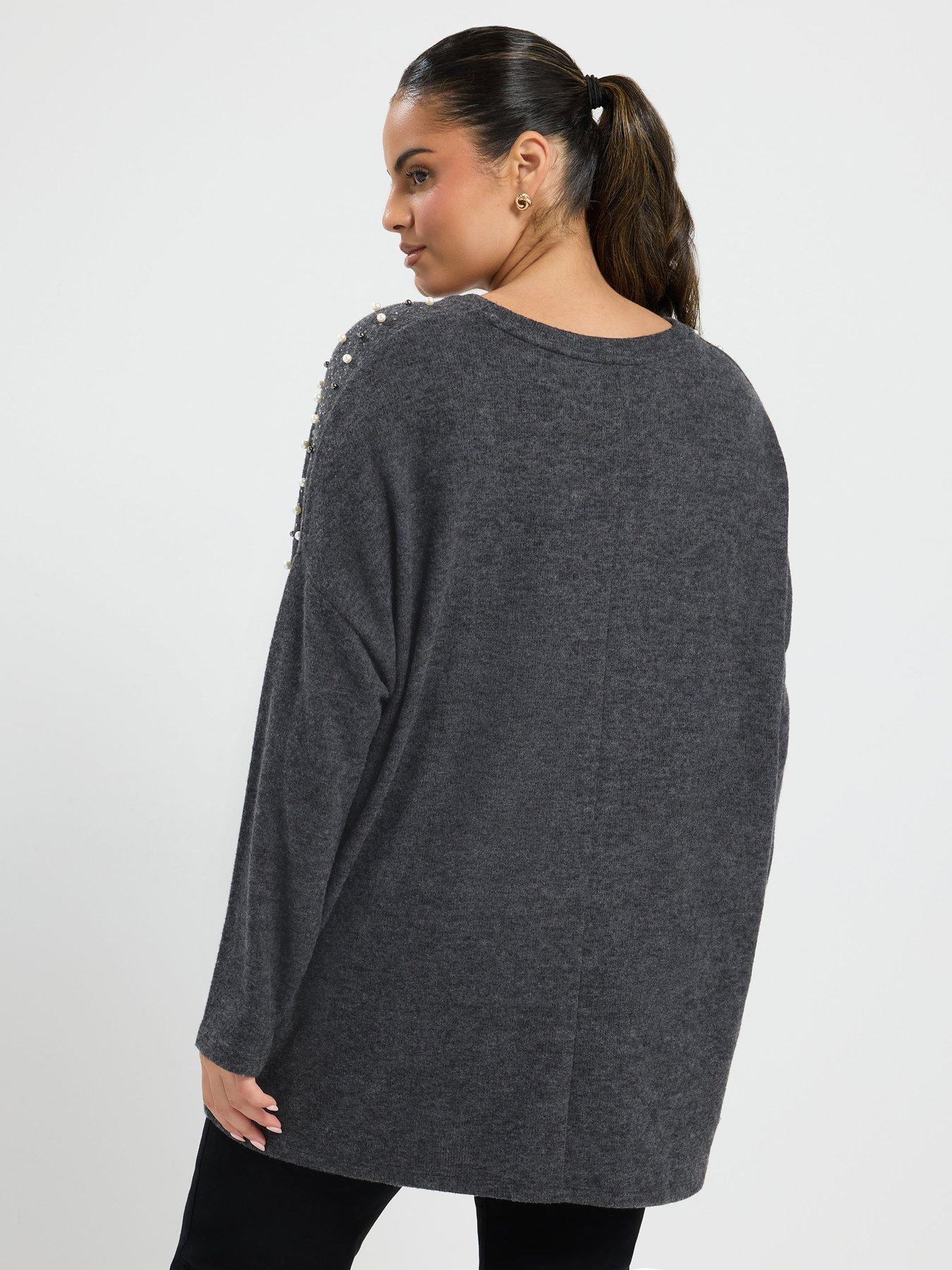 Image 2 of 4 of Yours Curve Pearl Detail Soft Touch Jumper