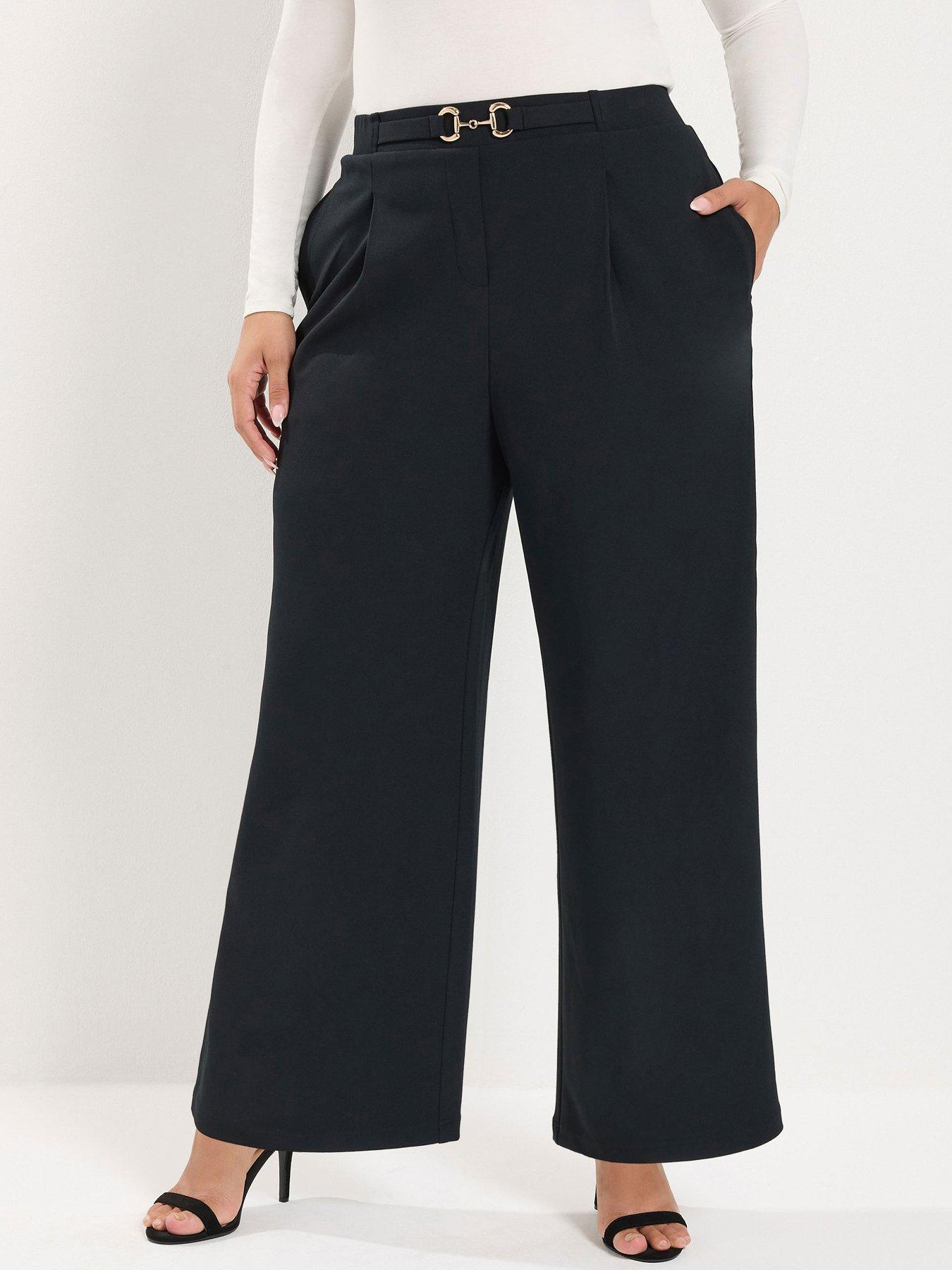 Image 1 of 4 of Yours Curve Buckle Scuba Wide Leg Trouser 28"