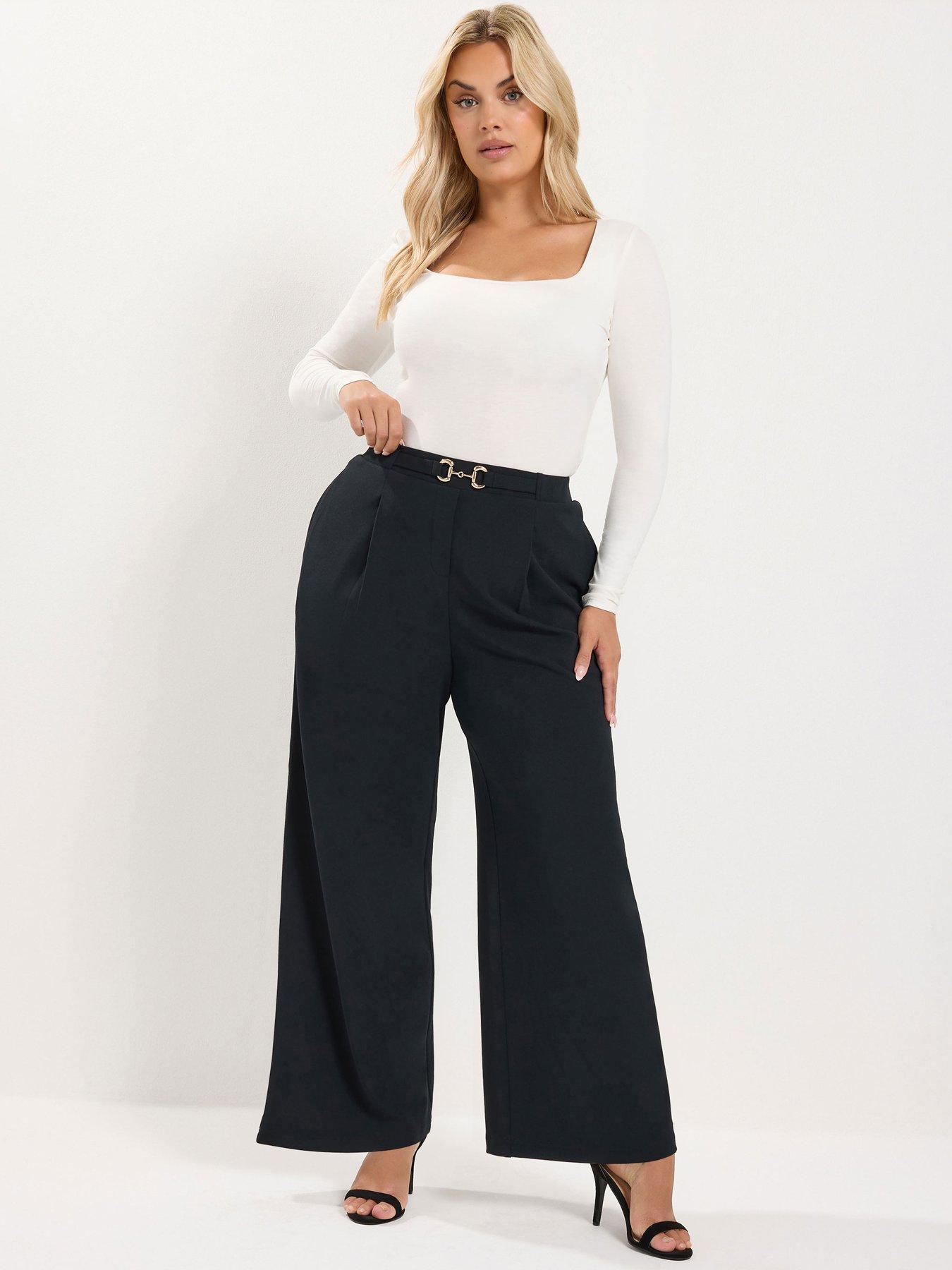 Image 3 of 4 of Yours Curve Buckle Scuba Wide Leg Trouser 28"