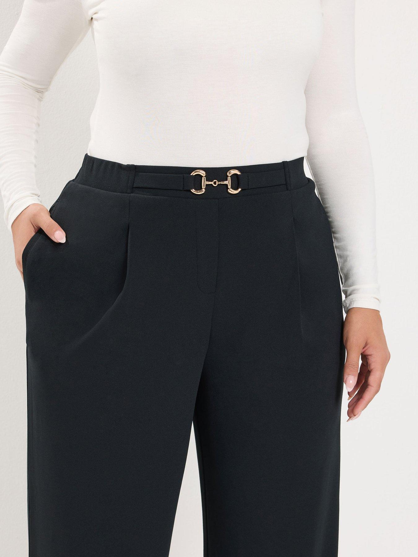 Image 4 of 4 of Yours Curve Buckle Scuba Wide Leg Trouser 28"