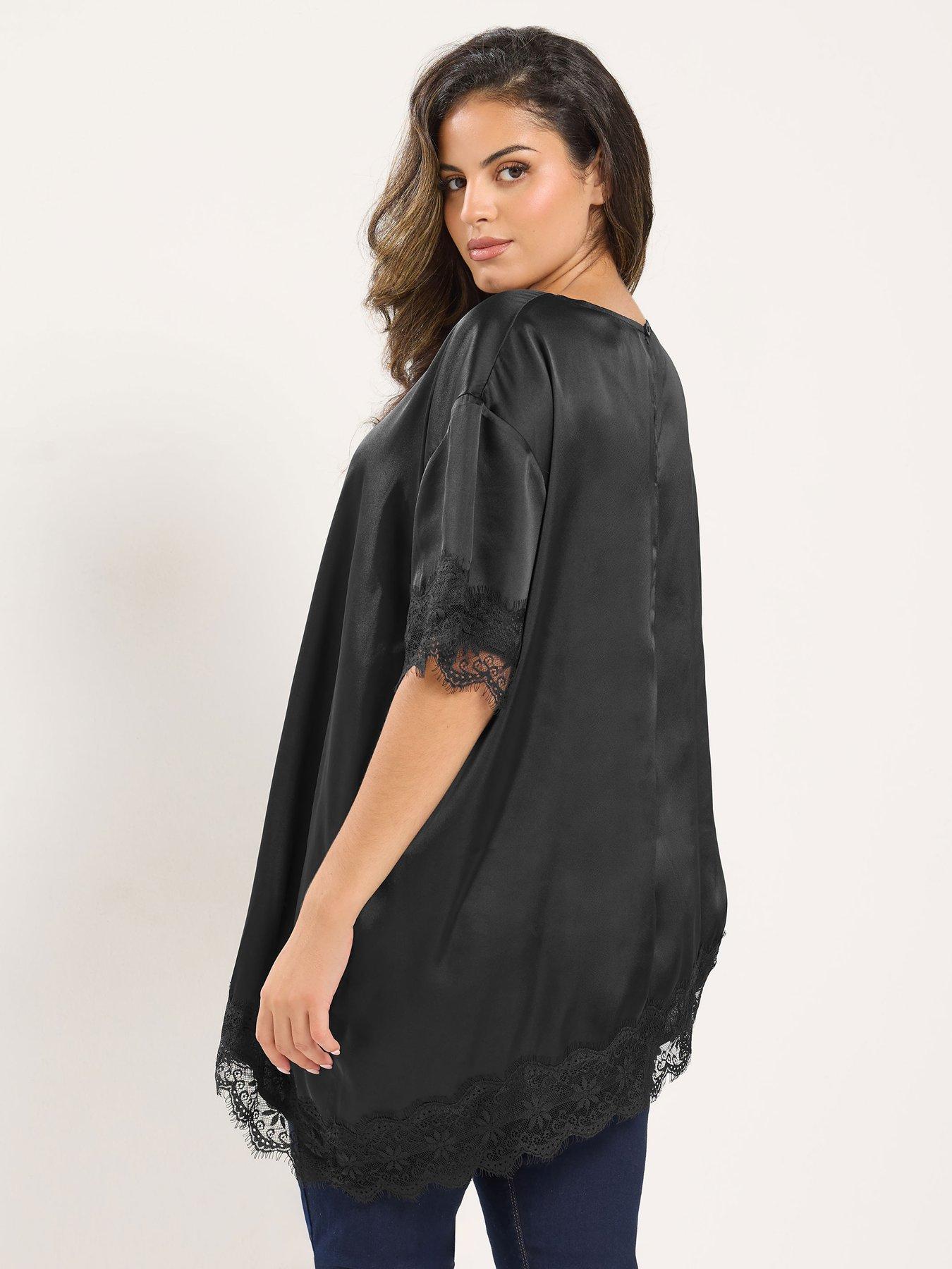 Image 2 of 4 of Yours Curve Lace Trim Asymmetric Top