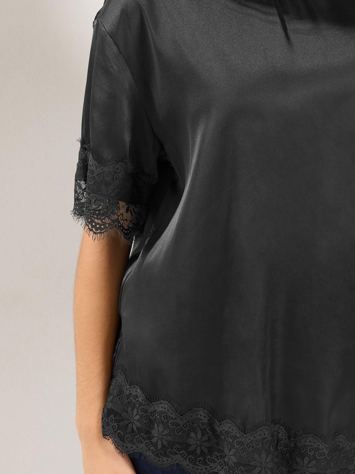 Image 4 of 4 of Yours Curve Lace Trim Asymmetric Top