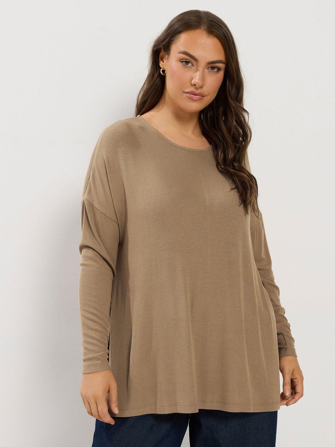 Image 1 of 4 of Yours Curve Ribbed Drop Shoulder T-shirt